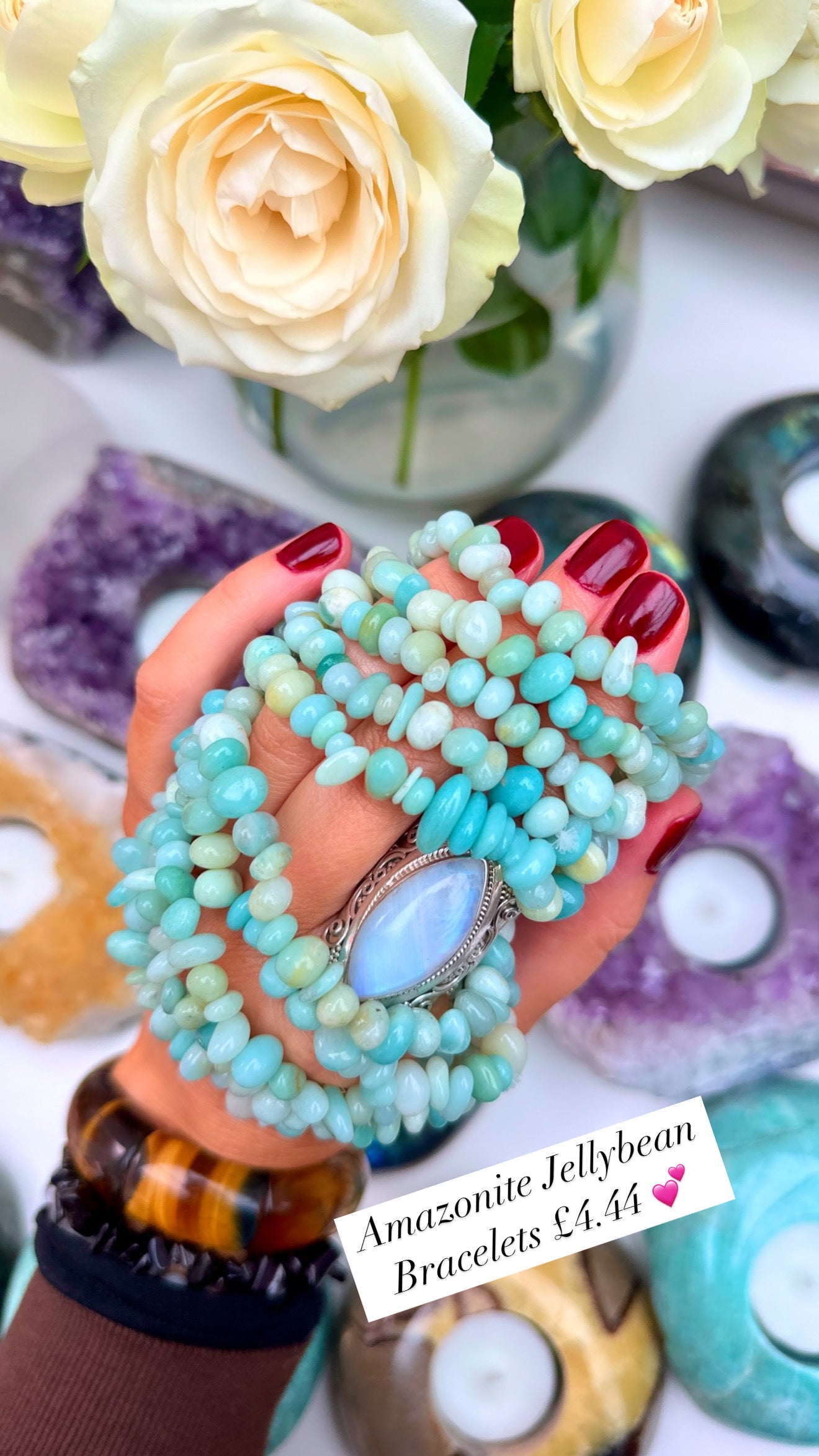 Amazonite Crystal Jellybean Bracelets