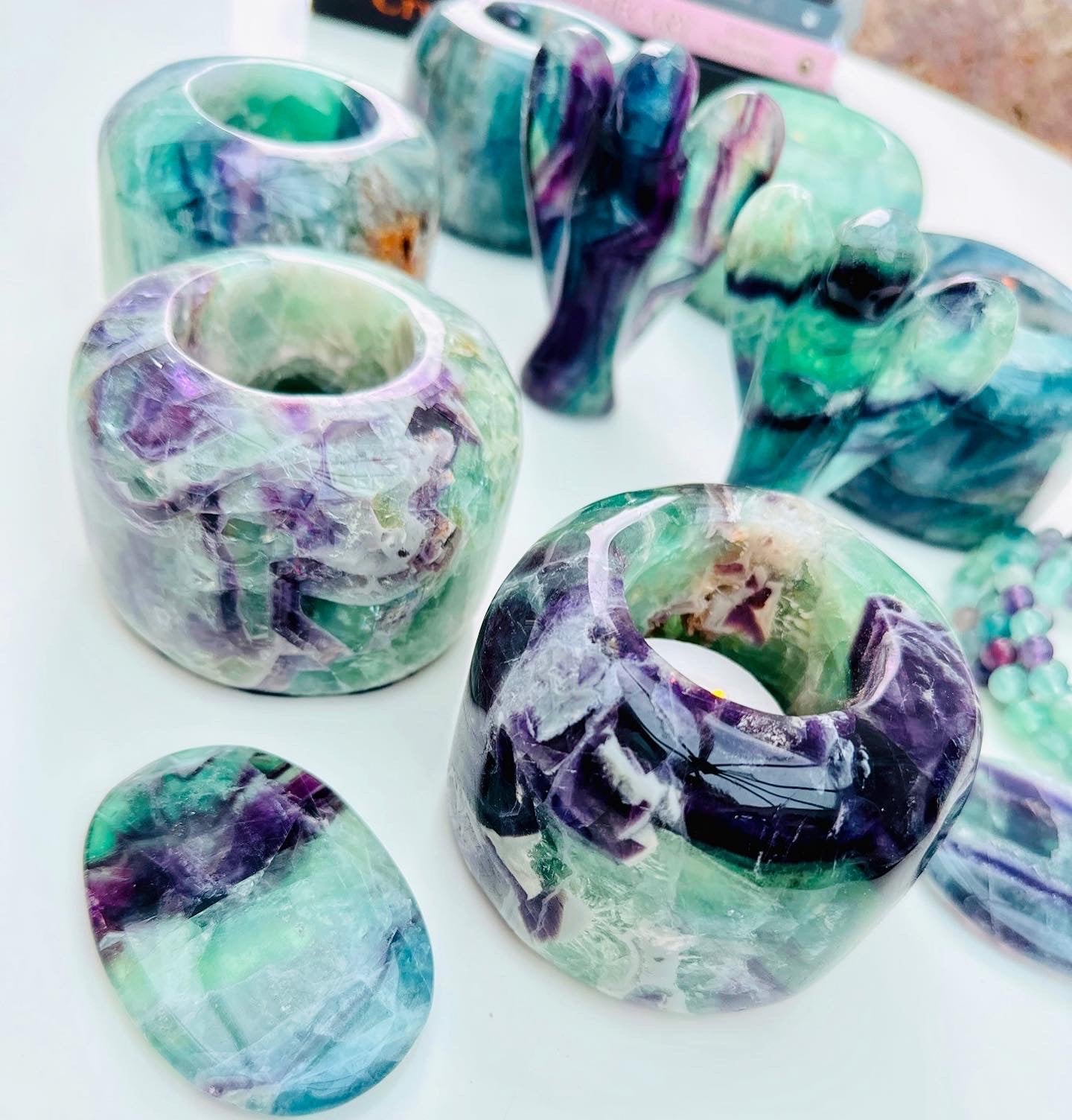 Rainbow Fluorite T Light Candle Holder ๐ฏ๏ธ๐
