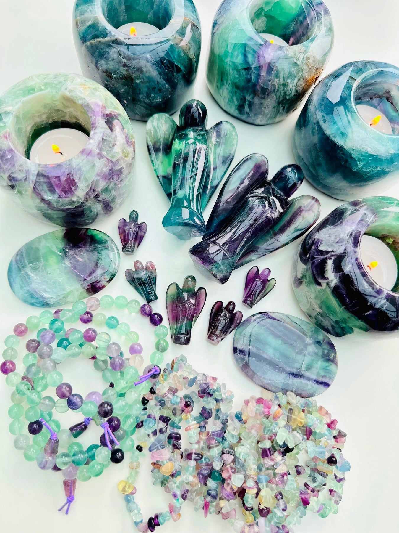 Rainbow Fluorite T Light Candle Holder ๐ฏ๏ธ๐