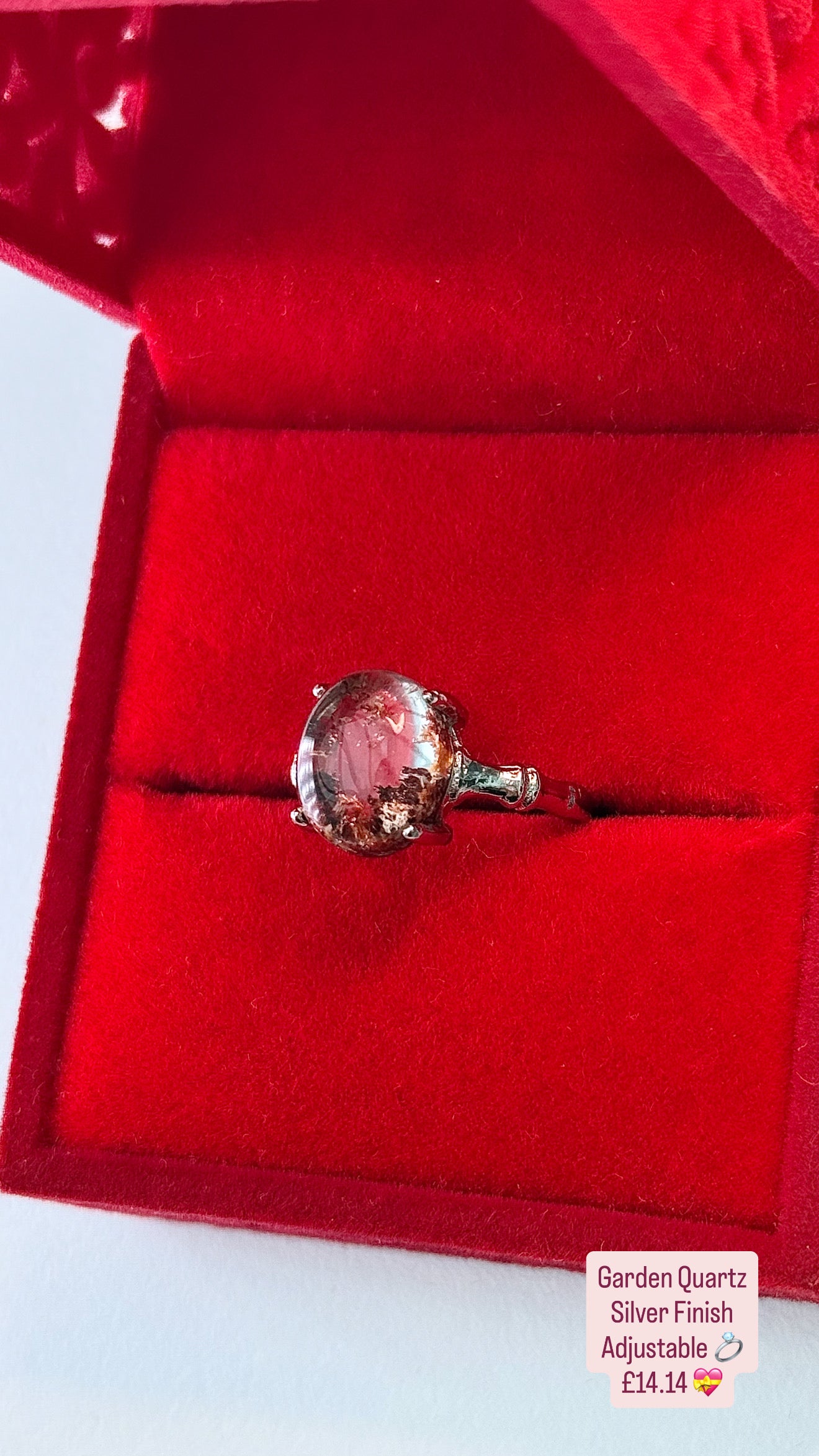 Garden Quartz Ring ~ Adjustable ~ Silver Finish ๐๐ชด๐ฉ๐ปโ๐พ