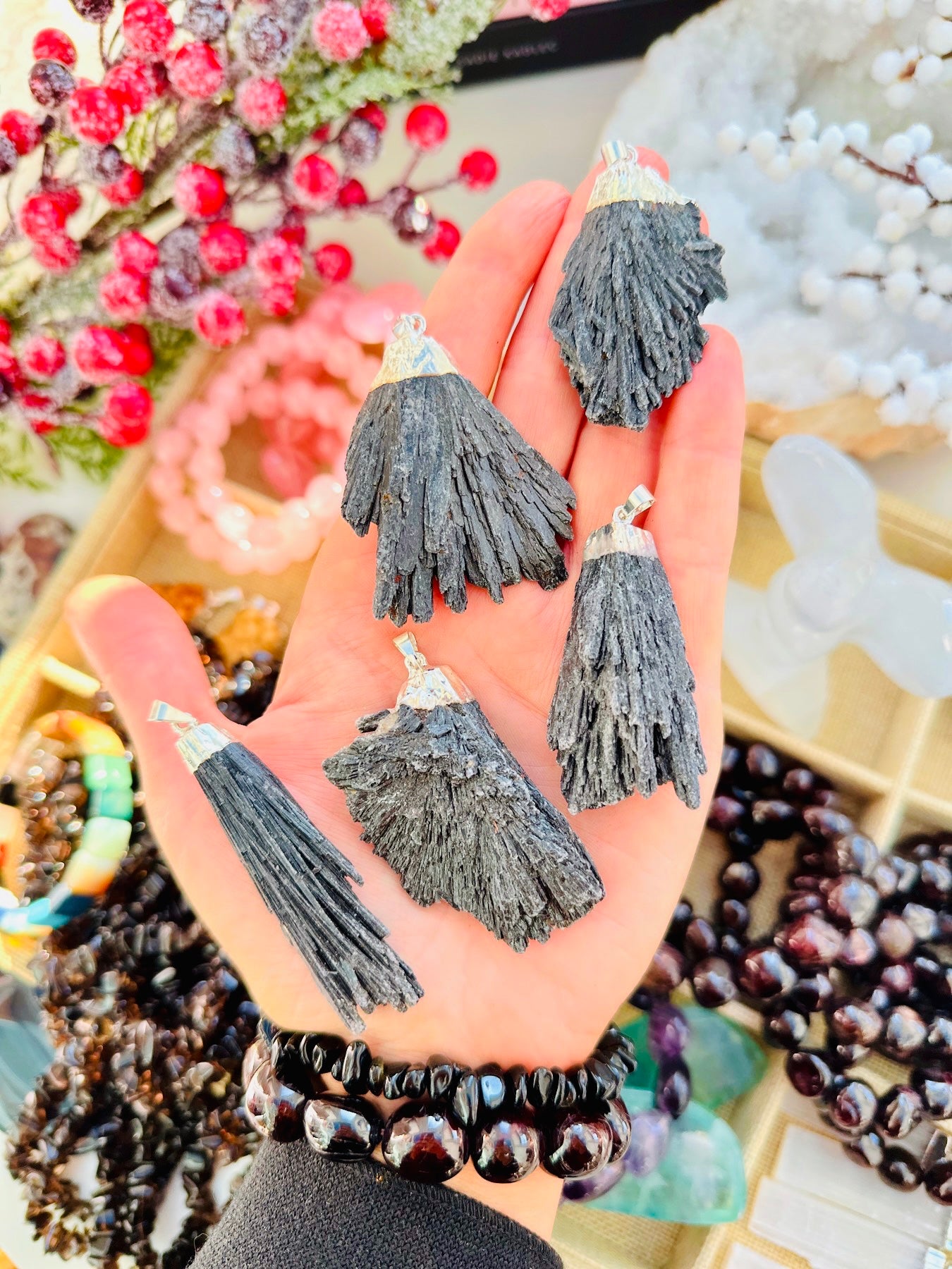 Black Kyanite is also known as ‘witches broom’ Pendants 🧙🏼♀️🧹