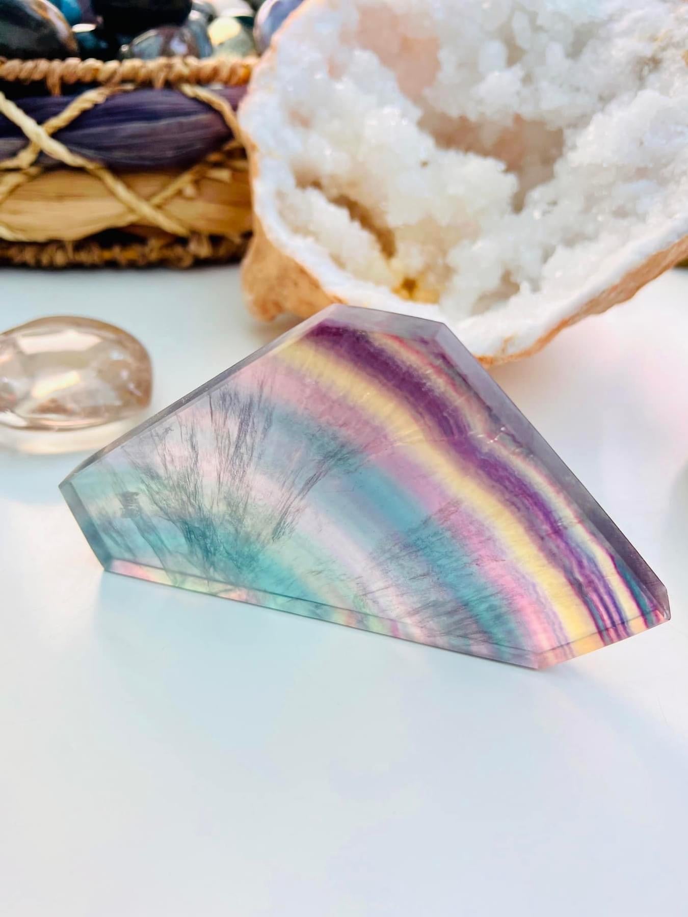 Rainbow Fluorite Crystal Slice