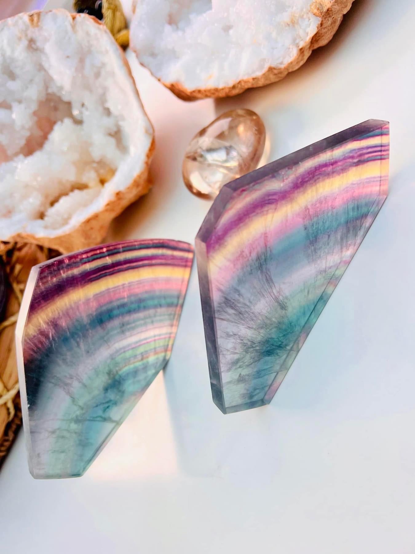 Rainbow Fluorite Crystal Slice
