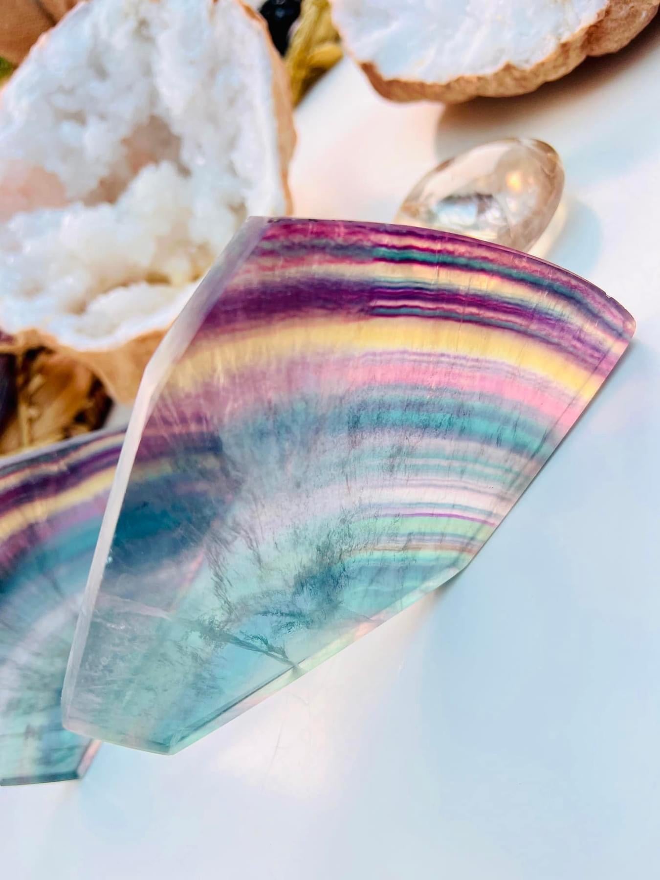 Rainbow Fluorite Crystal Slice