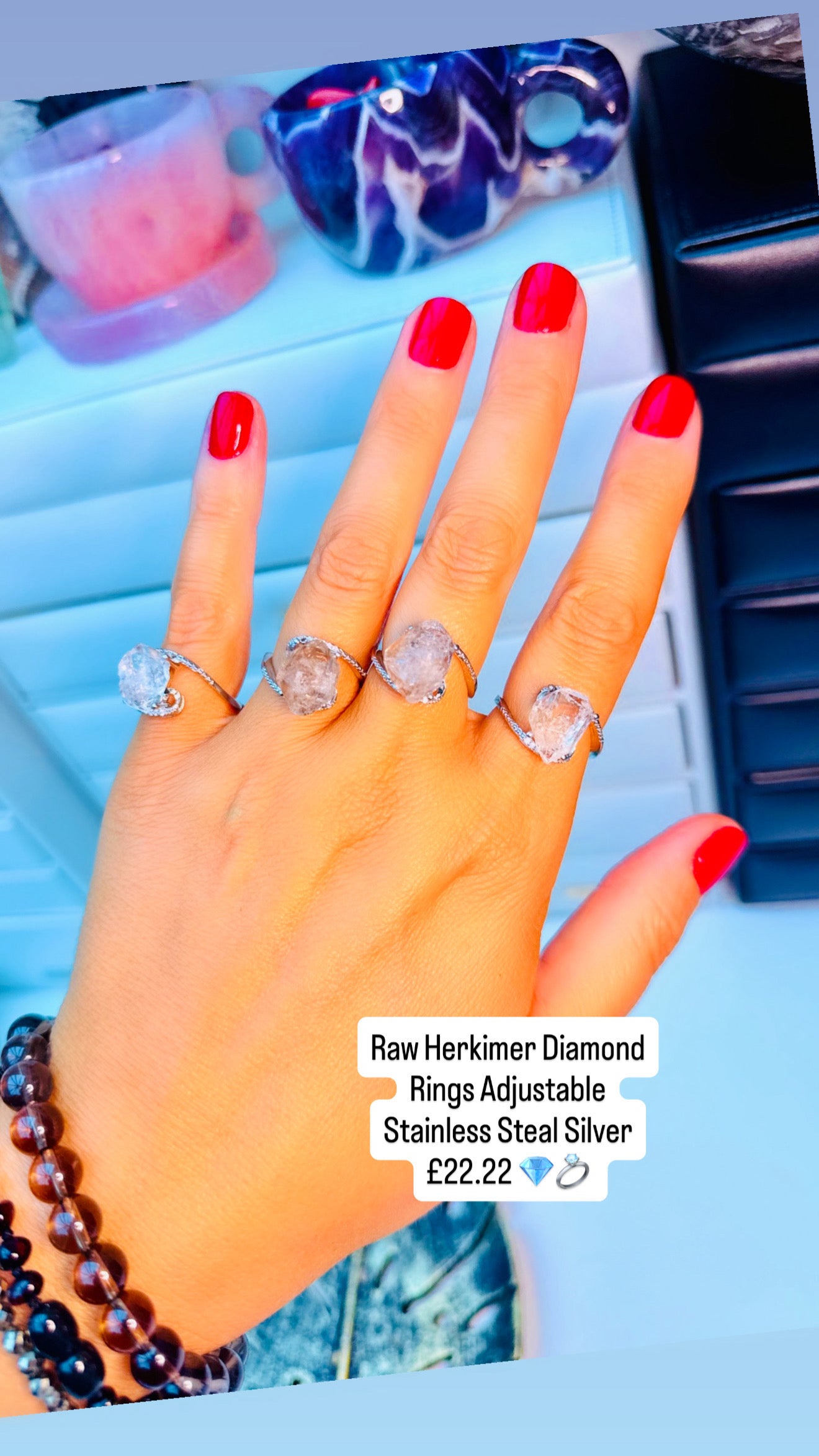 Raw Herkimer Diamond Ring šš