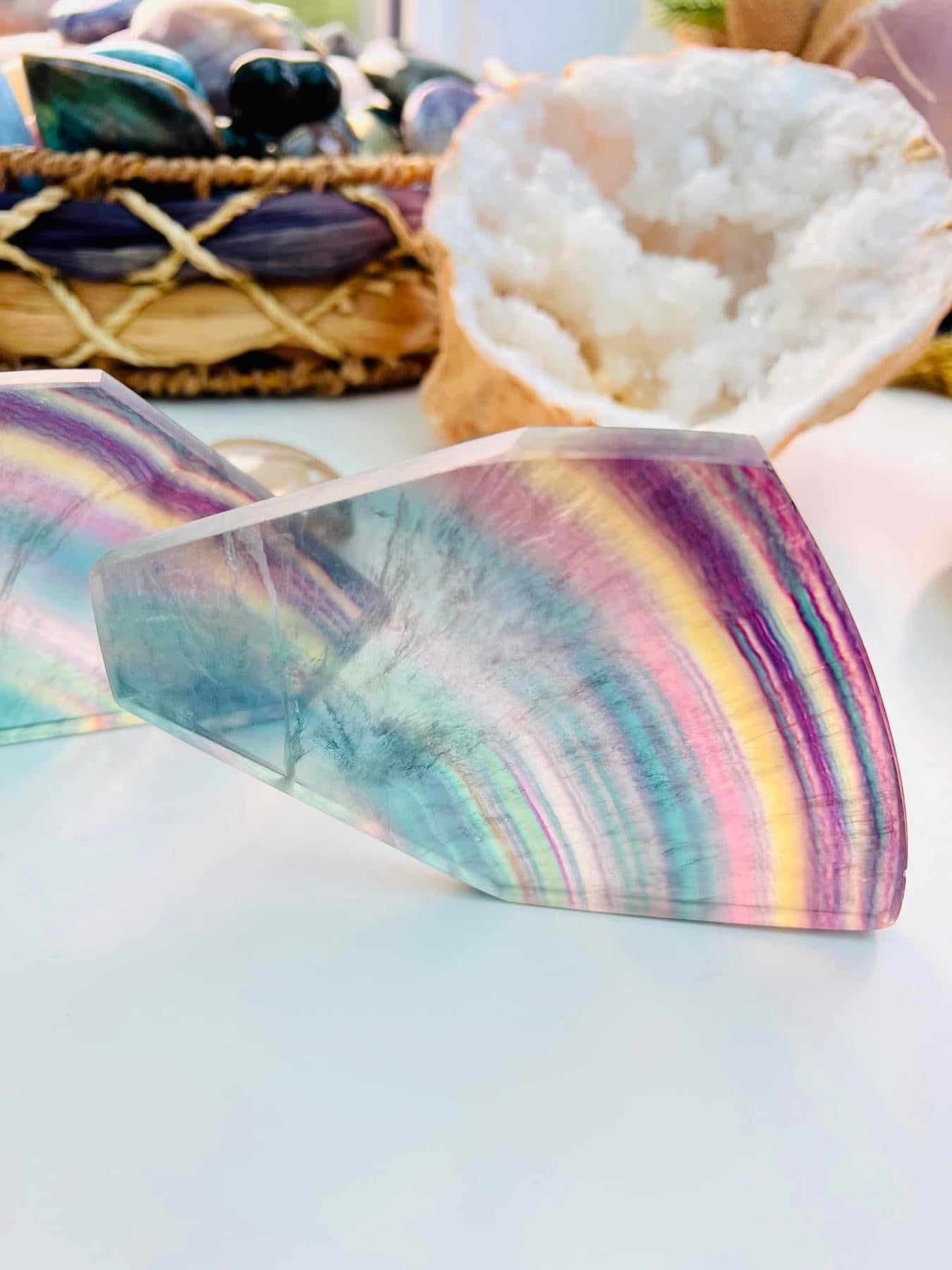 Rainbow Fluorite Crystal Slice