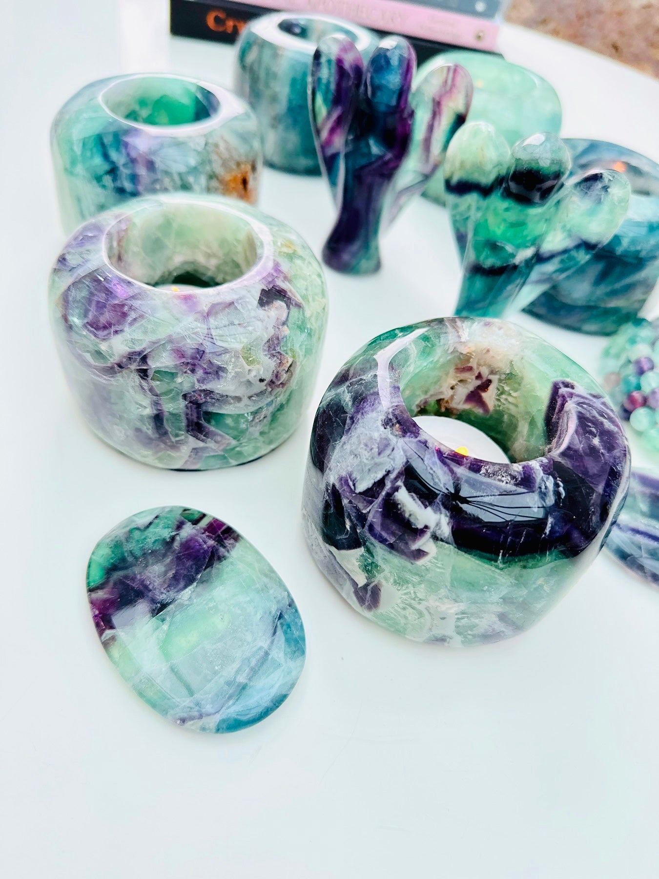 Rainbow Fluorite T Light Candle Holder ๐ฏ๏ธ๐