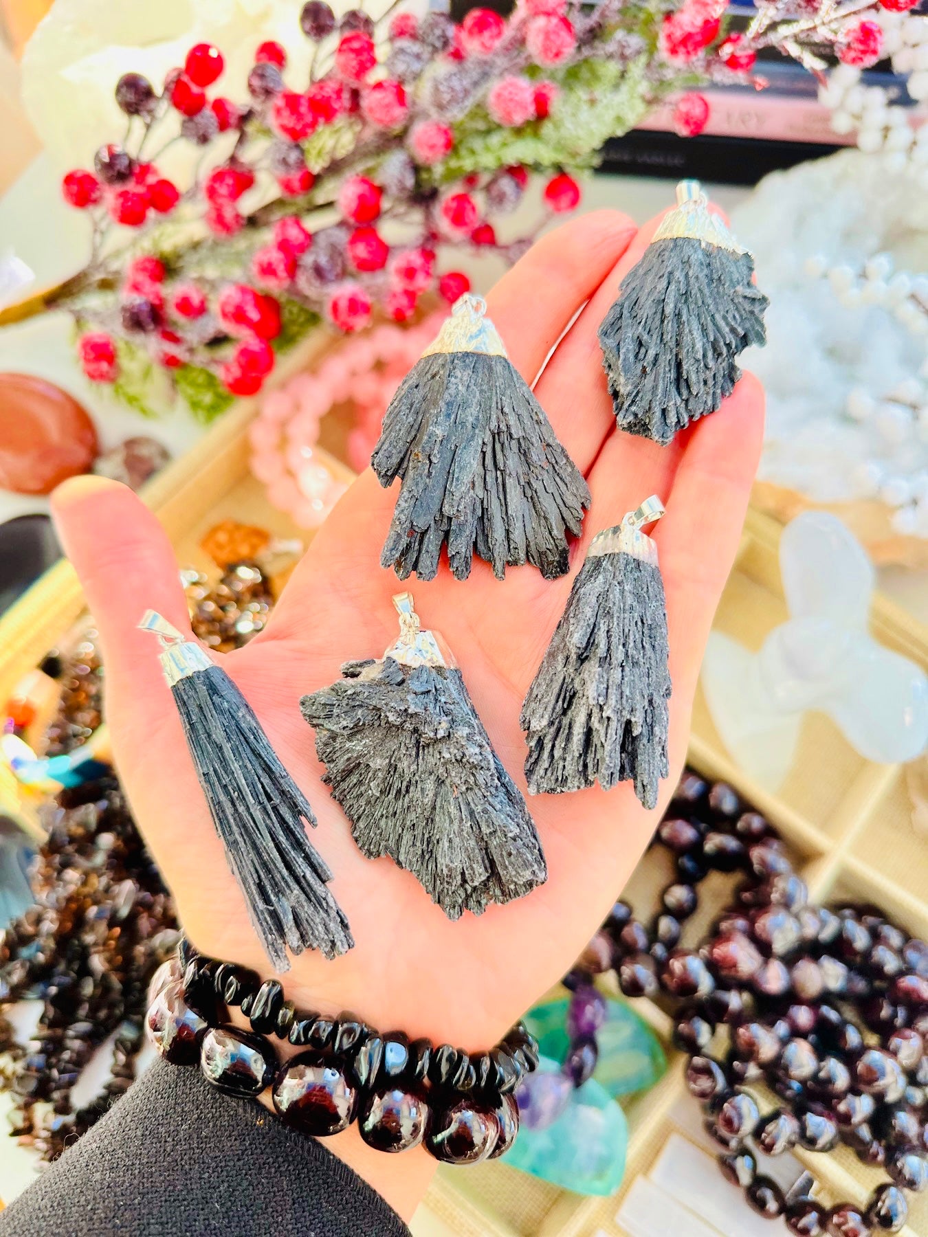 Black Kyanite is also known as ‘witches broom’ Pendants 🧙🏼♀️🧹