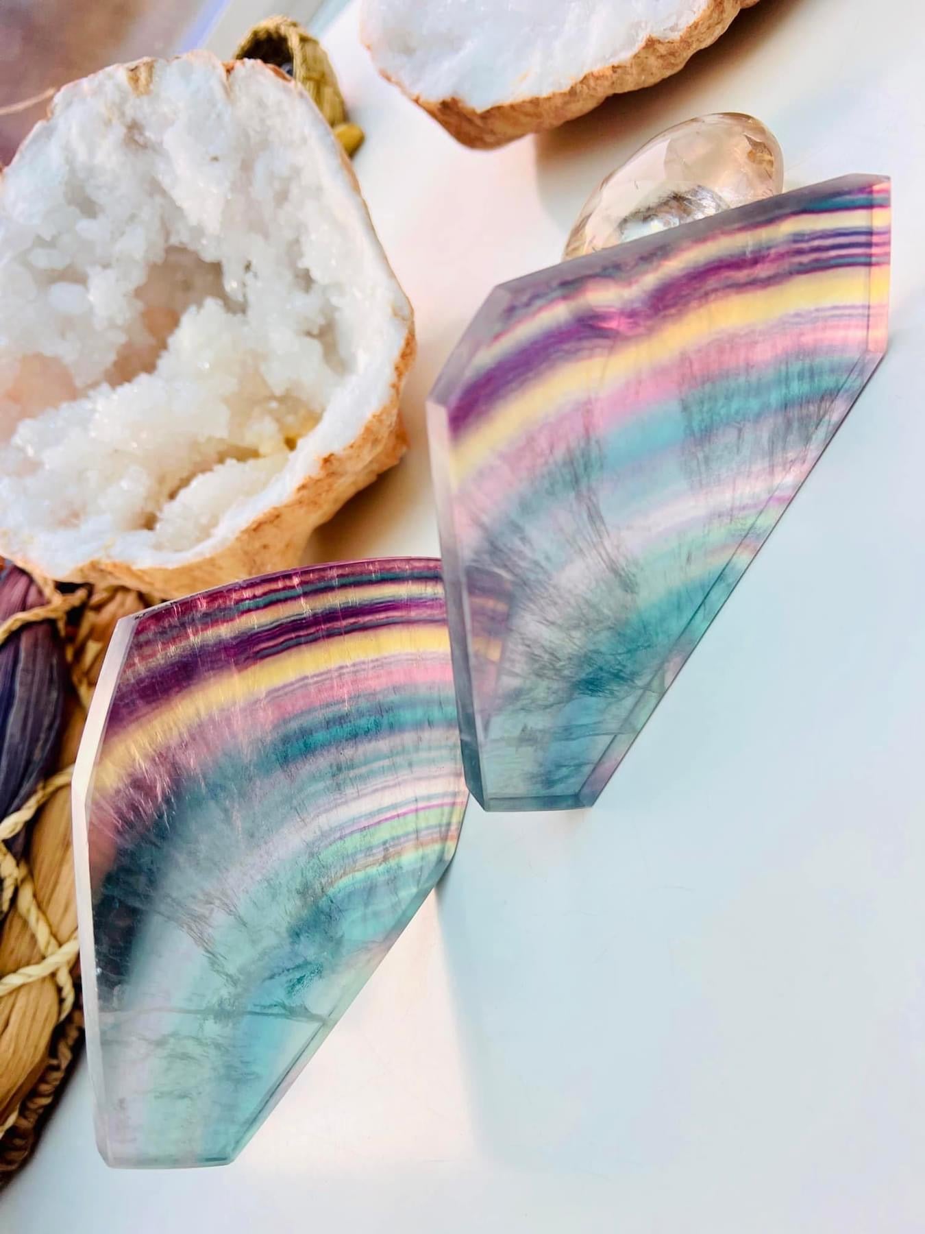 Rainbow Fluorite Crystal Slice