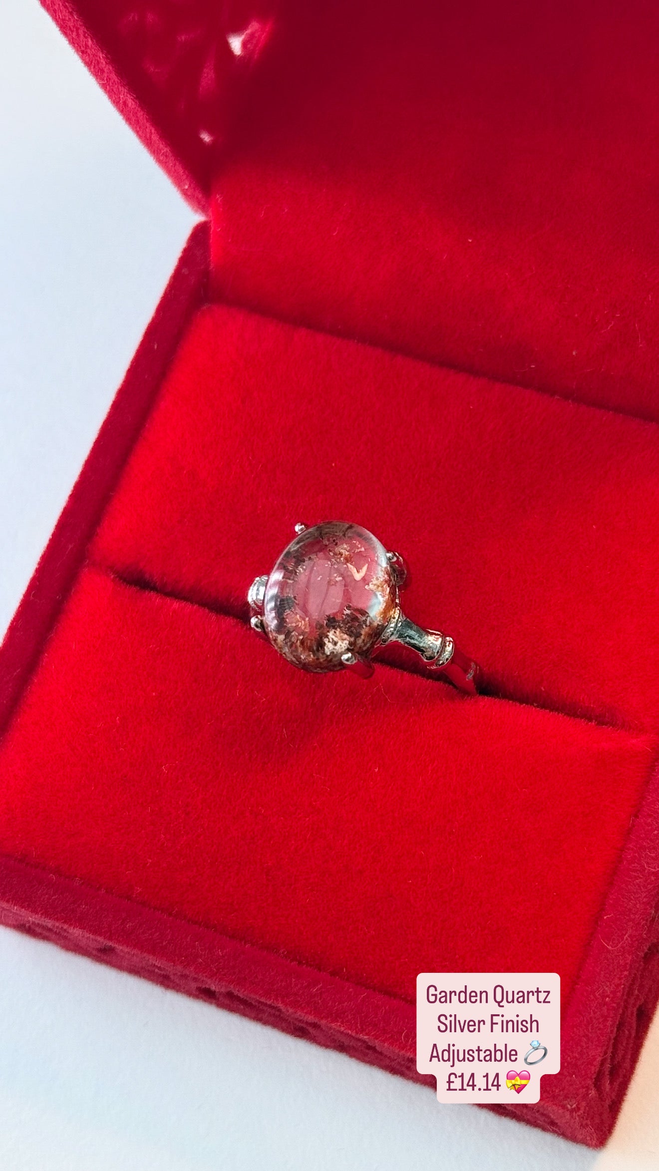 Garden Quartz Ring ~ Adjustable ~ Silver Finish ๐๐ชด๐ฉ๐ปโ๐พ