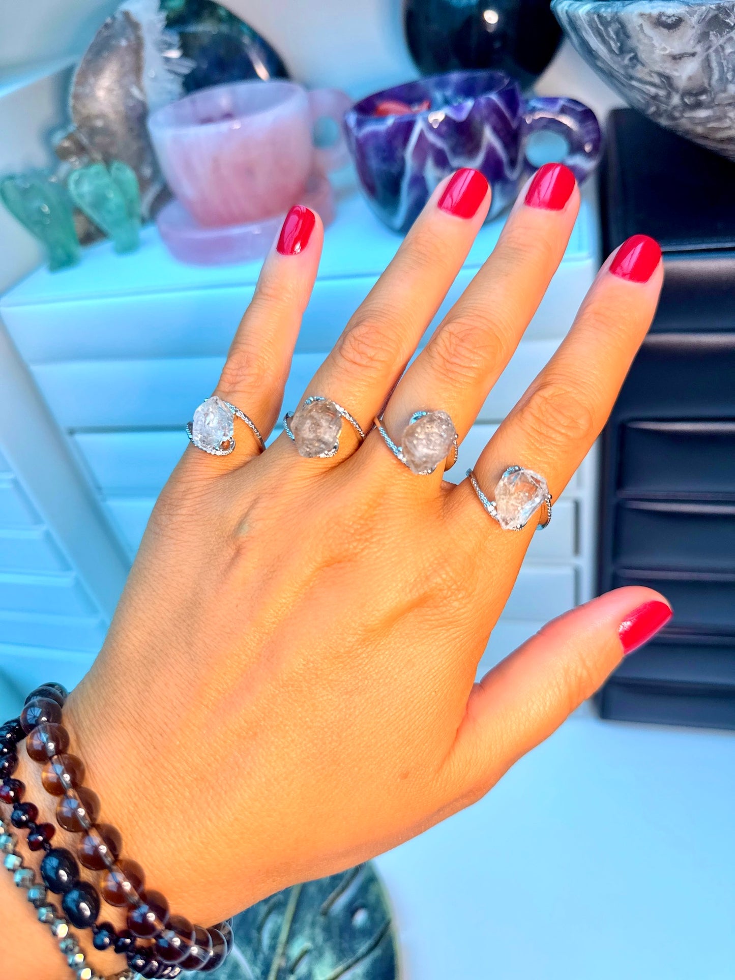 Raw Herkimer Diamond Ring šš