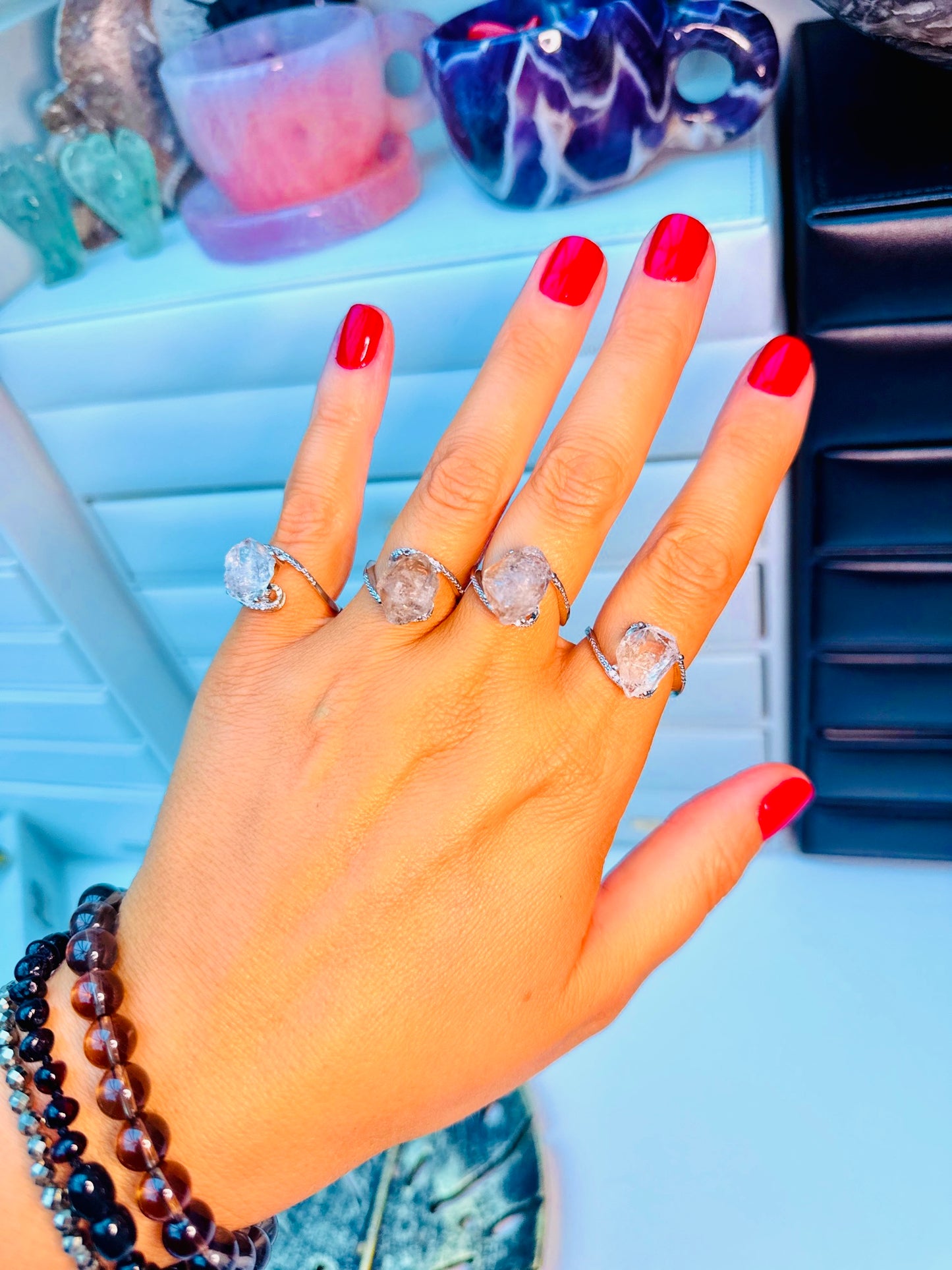 Raw Herkimer Diamond Ring šš