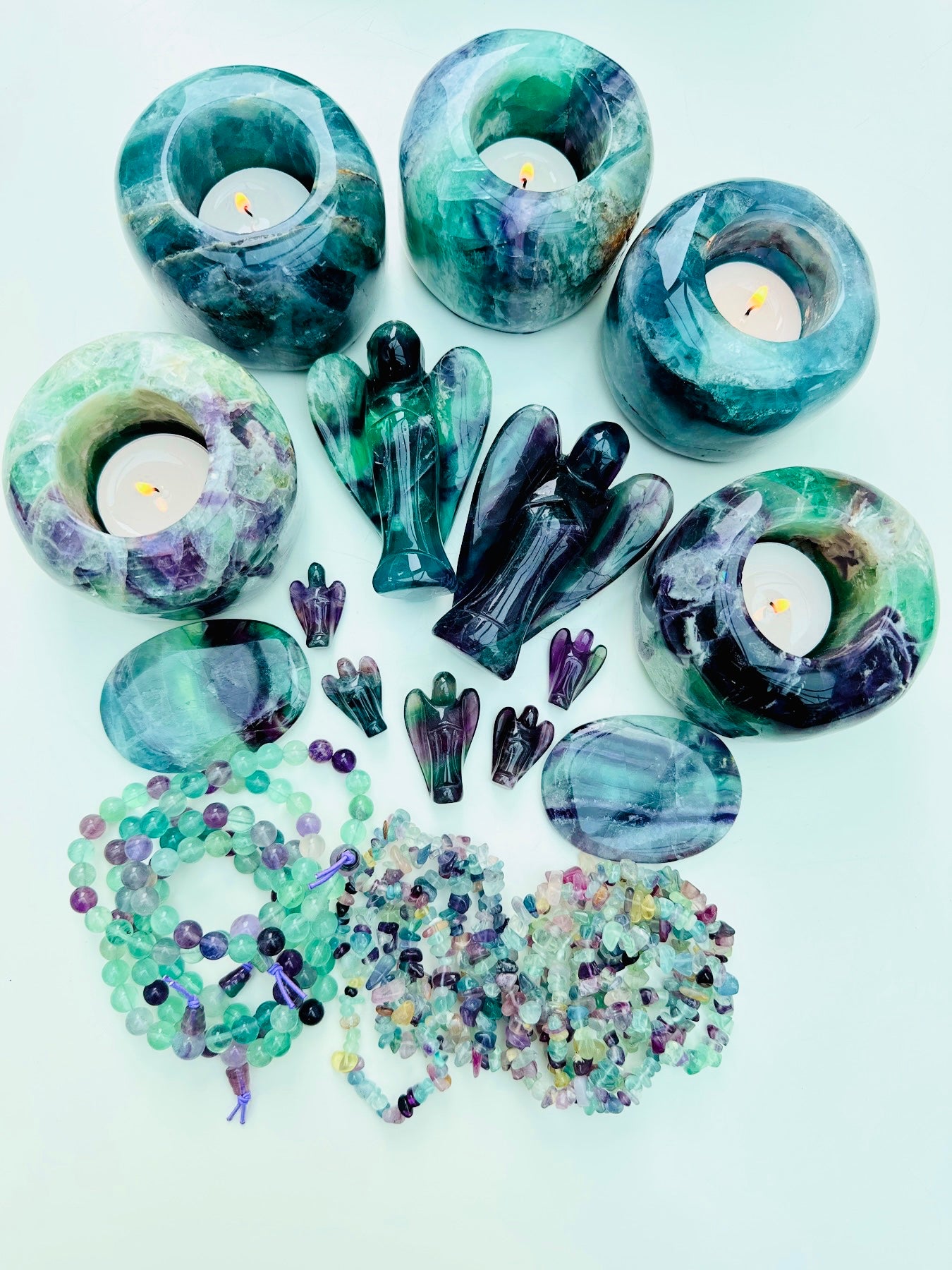 Rainbow Fluorite T Light Candle Holder ๐ฏ๏ธ๐