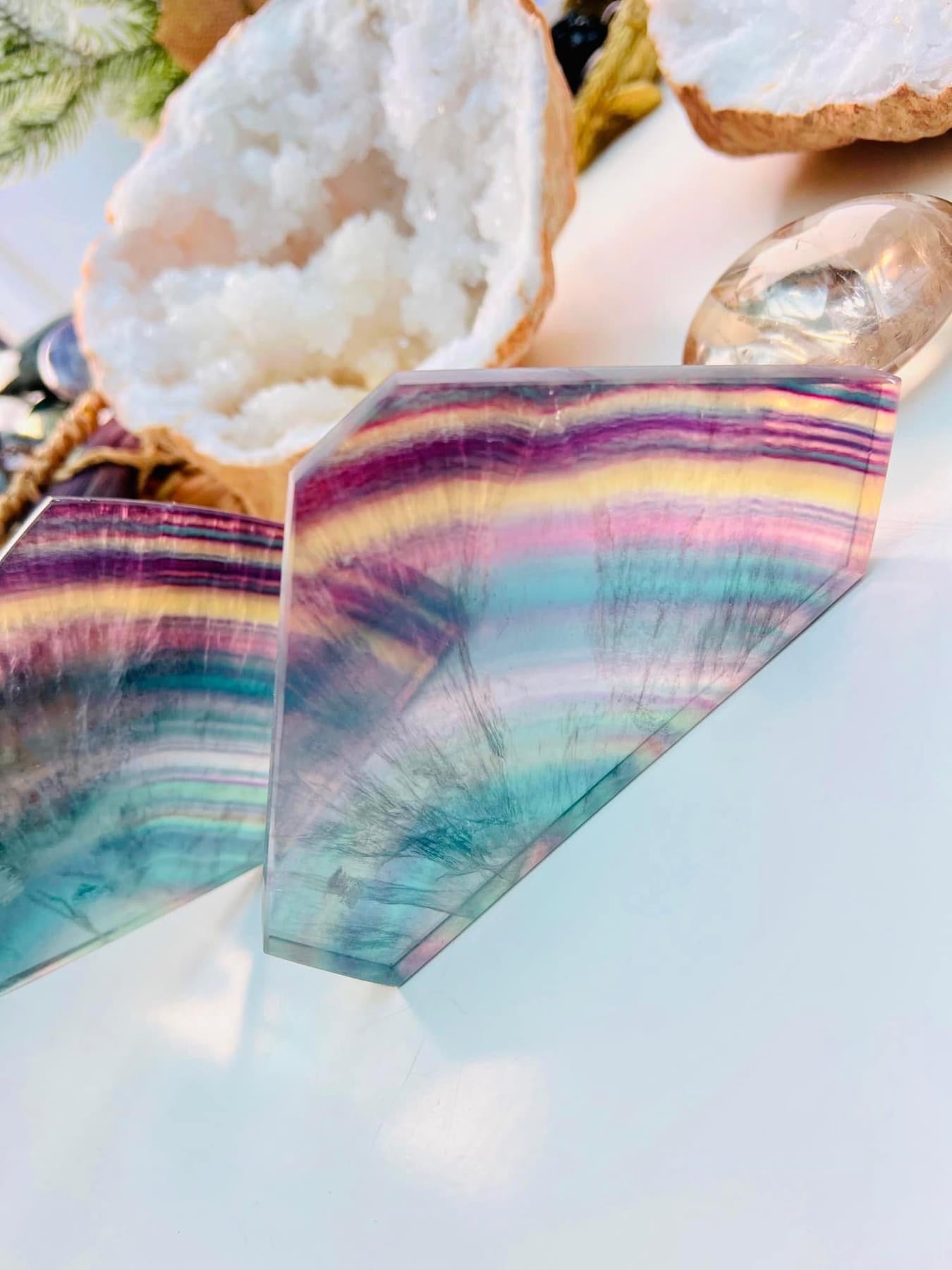 Rainbow Fluorite Crystal Slice