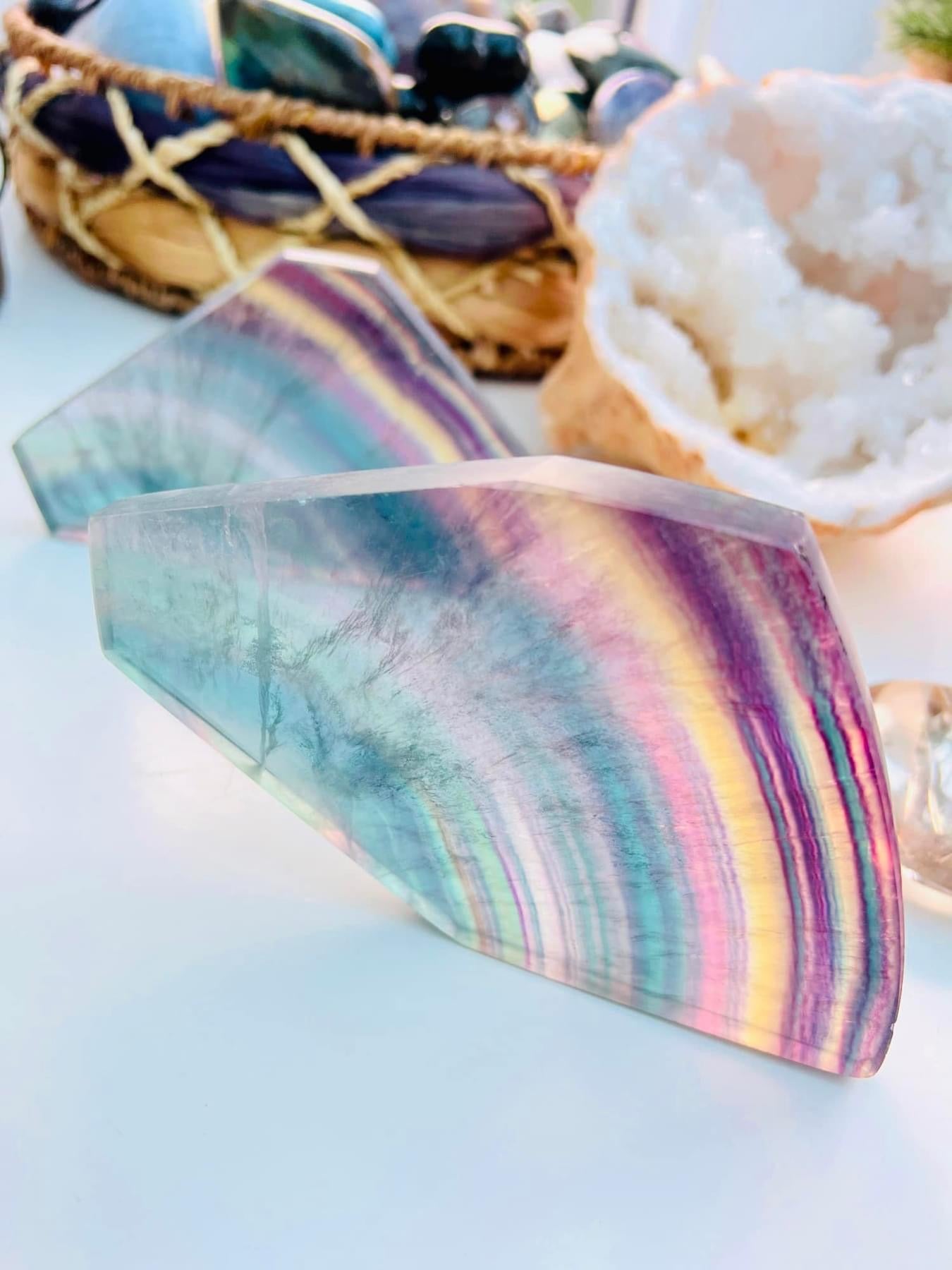 Rainbow Fluorite Crystal Slice