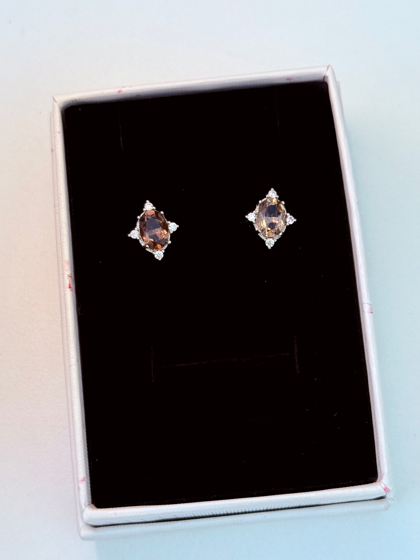 Smokey Quartz Faceted Studs ~ Silver 925 ๐๐ค