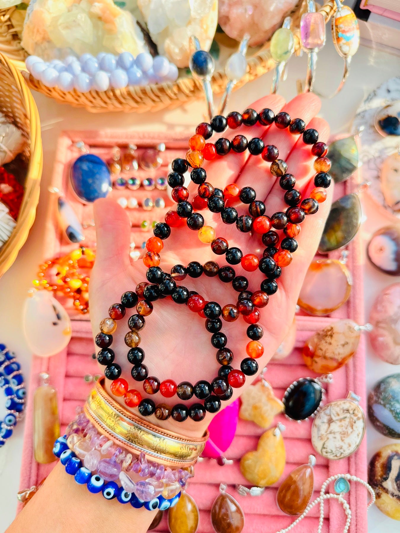 Sardonyx Bead Bracelets 📿🧡🖤❤️