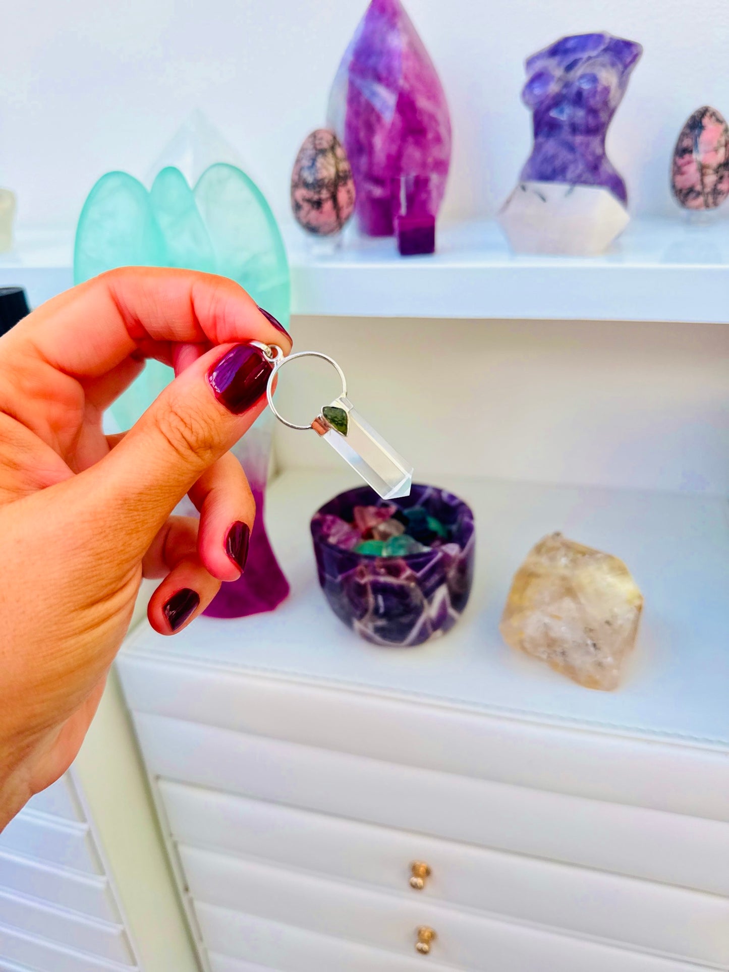 Moldavite & Quartz Silver 925 Pendant 🤩