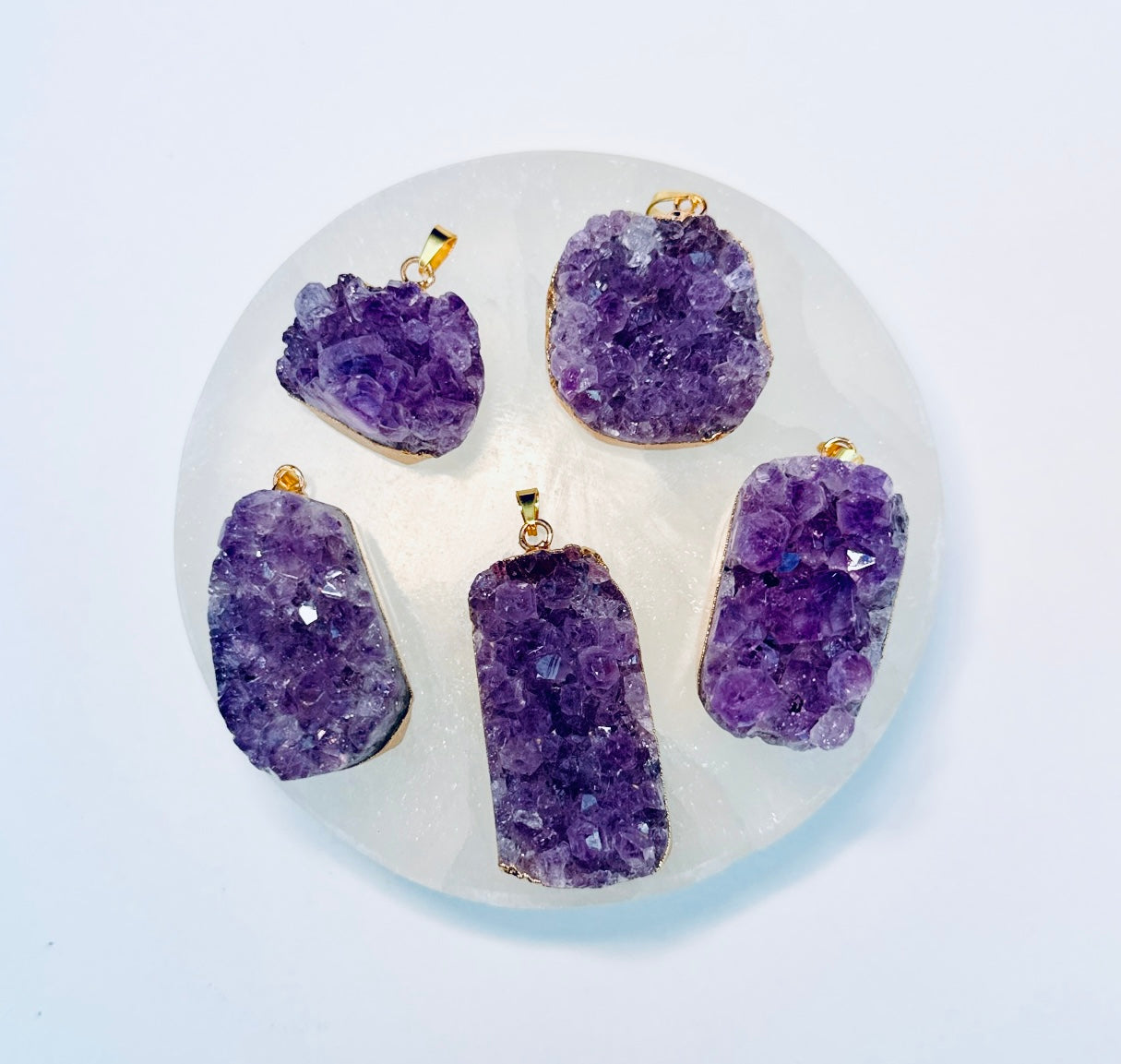 Amethyst Druze Large Pendants (Golden) ðŪ