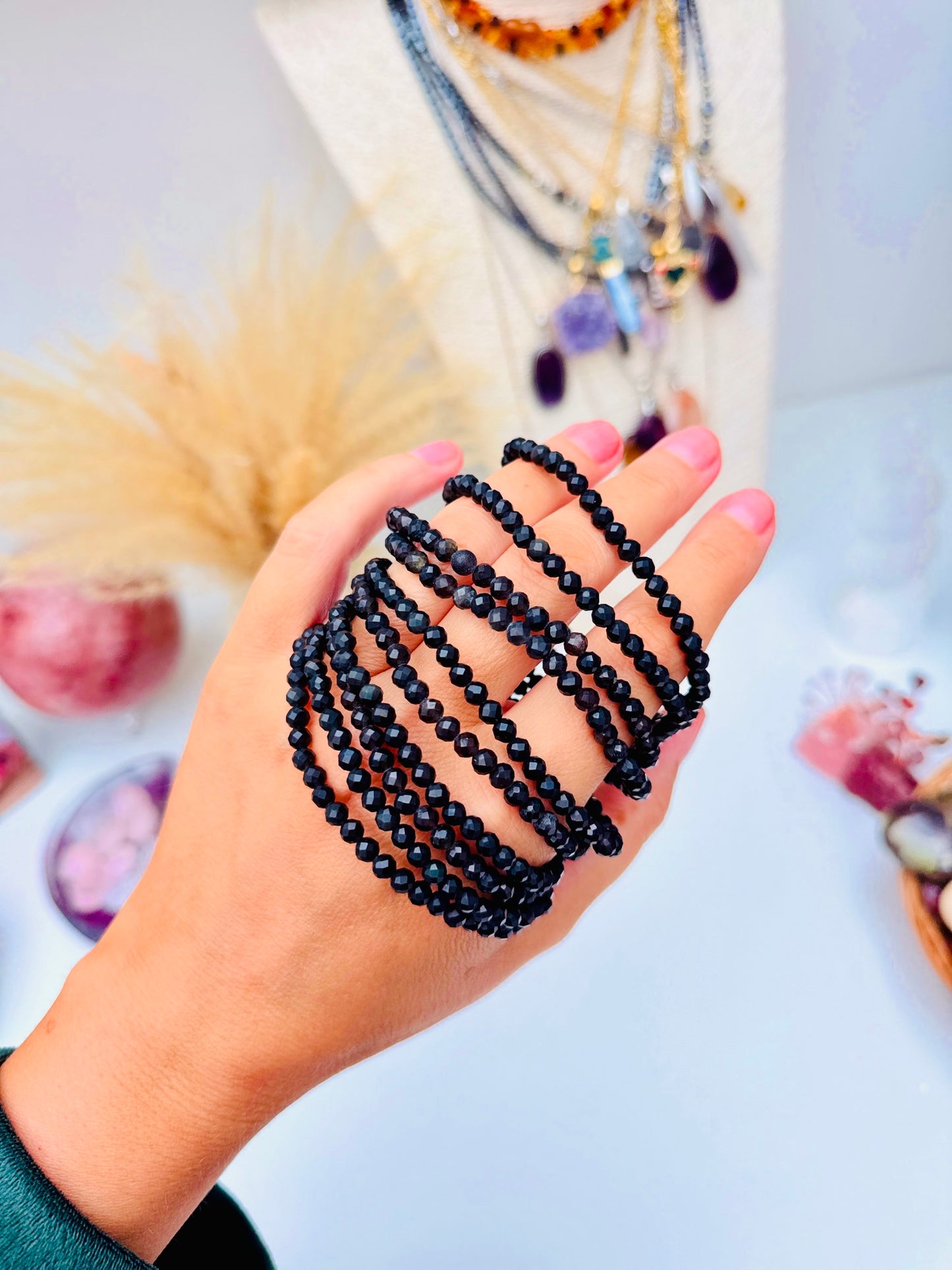 Black Obsidian Faceted Bracelets