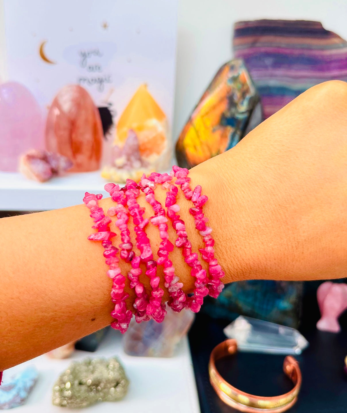 Pink Tourmaline Chip Bracelets 📿💞