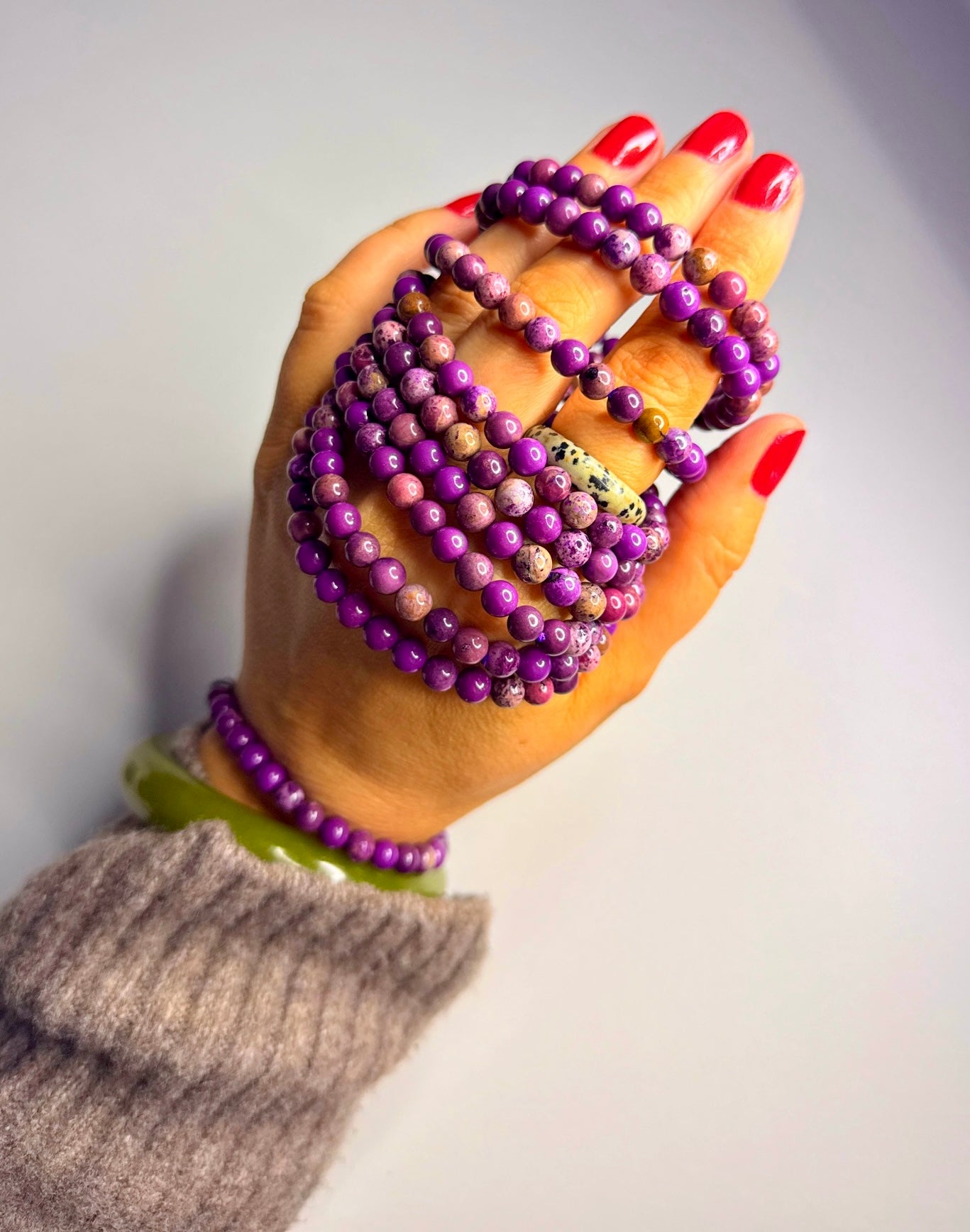 Phosphosiderite Crystal Bead Bracelet
