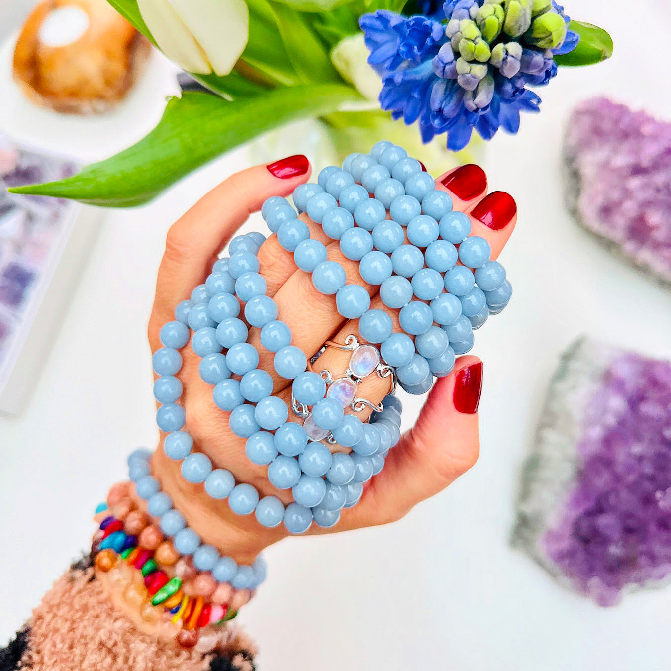 Angelite Bead Bracelets ðŋðžðžð