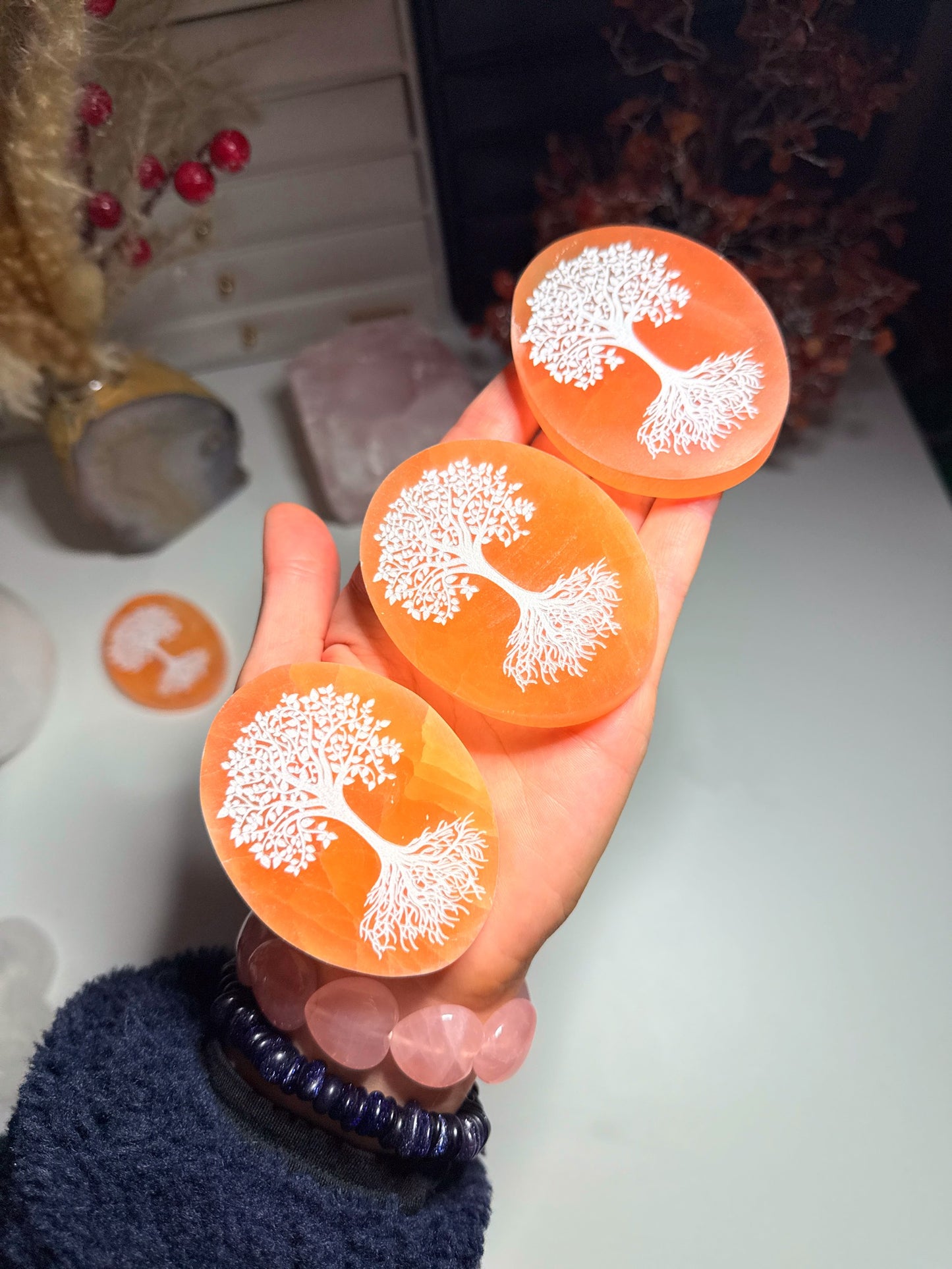 Red Selenite Palmstone â¤ī¸đŗ