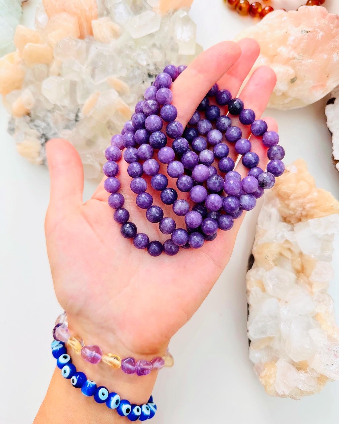 Lepidolite Crystal Bead Bracelets ๐ฟ๐ฎ๐๐