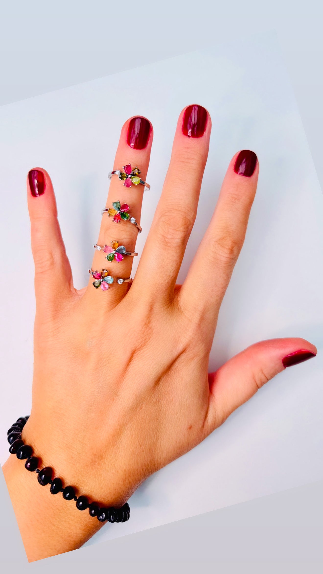 Watermelon Tourmaline Spinning Flower Ring โ Silver 925 ๐๐บ๐ป๐ธ