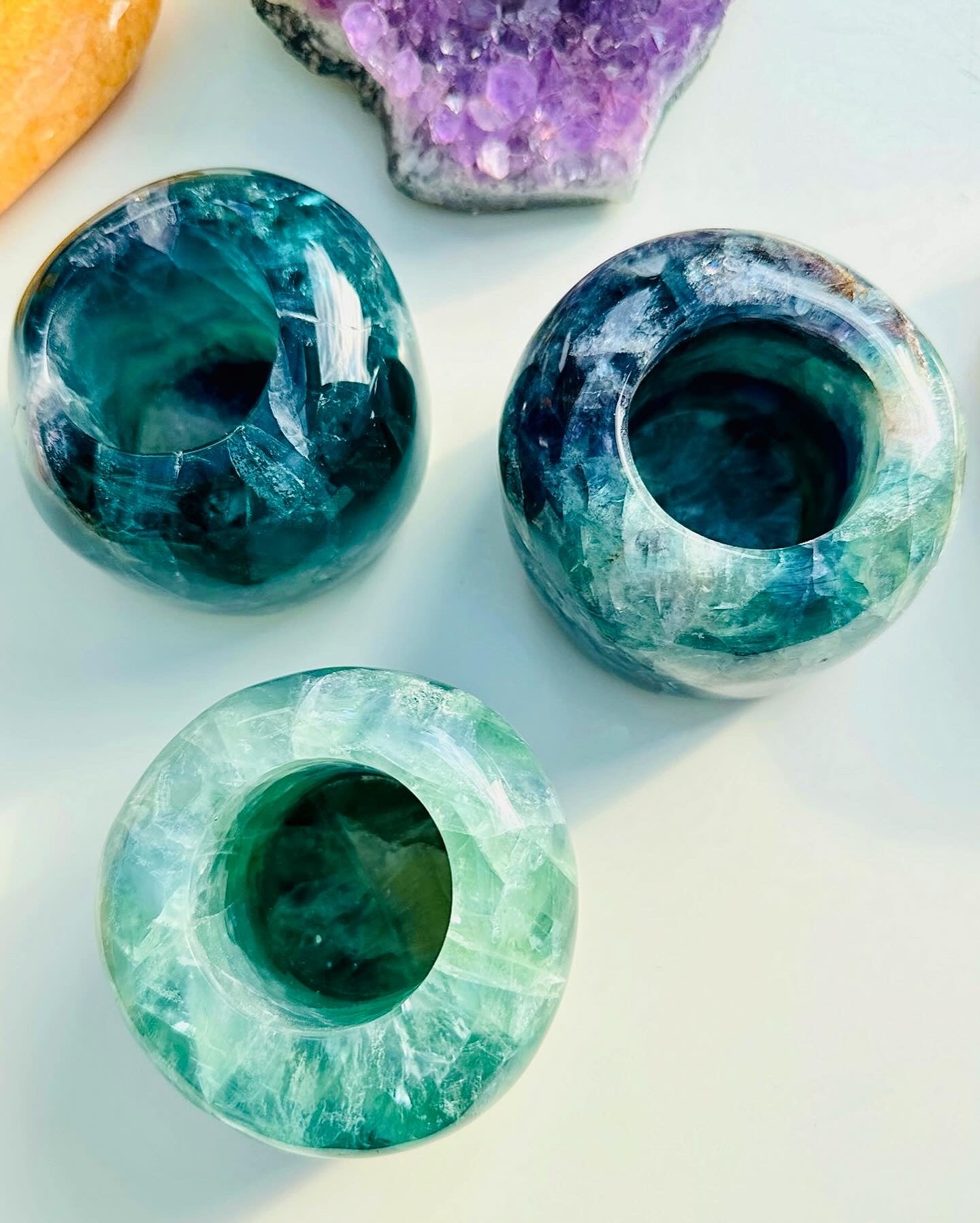 Rainbow Fluorite Crystal Candle T Light Holders ðŊïļðŪðð
