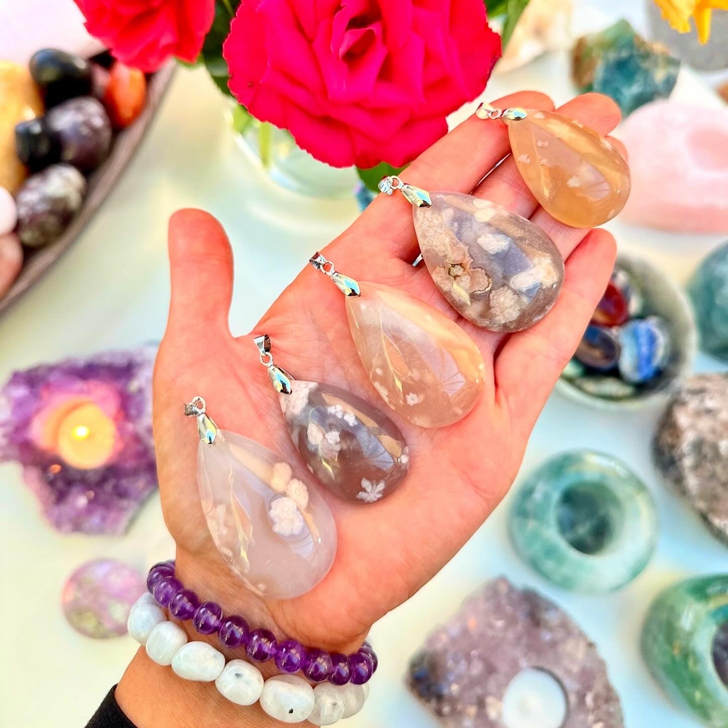 Flower Agate Pendants ๐ธ๐ท๐บ๐