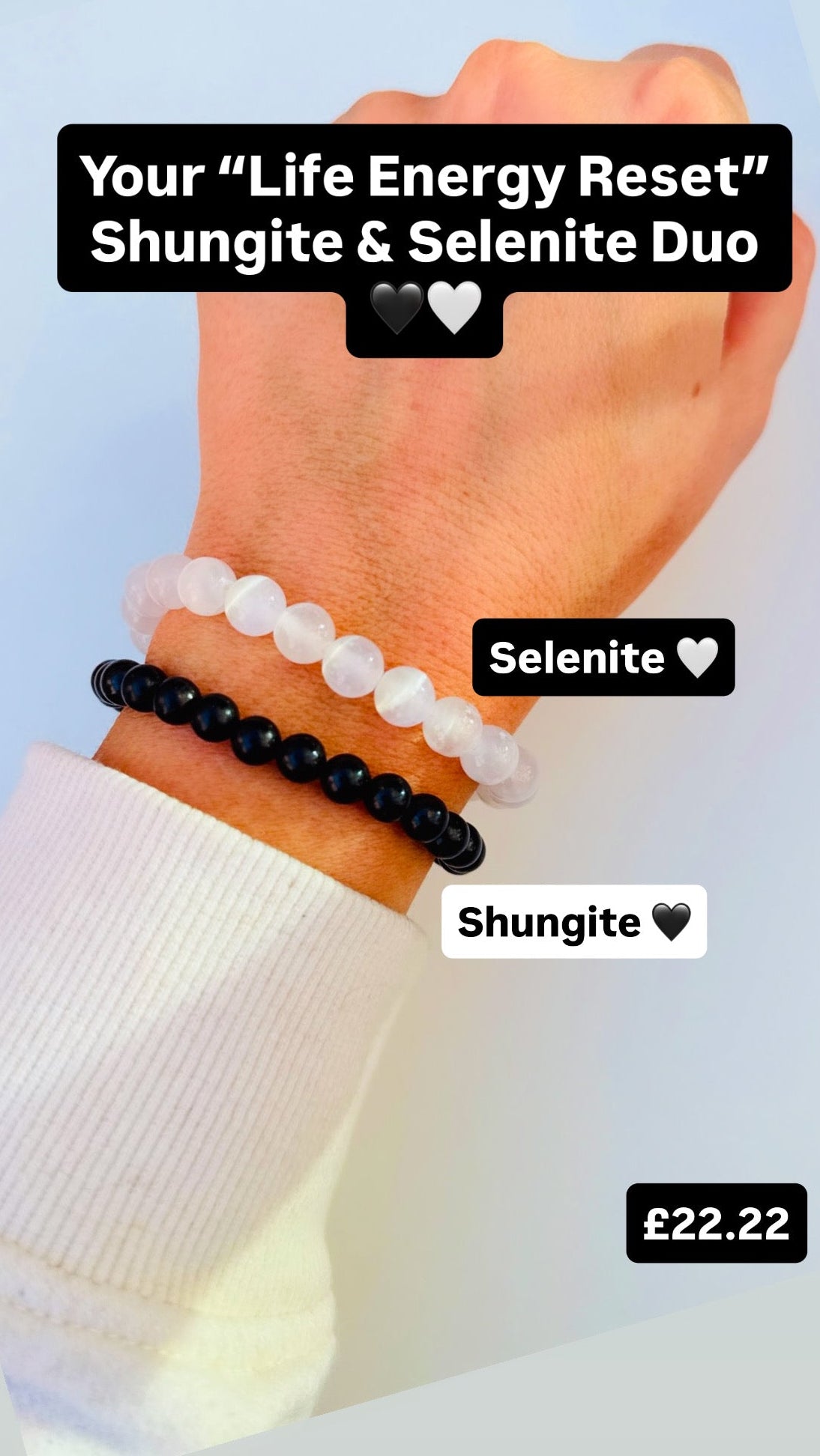 Your “Life Energy Reset”
Shungite & Selenite Duo 🖤🤍