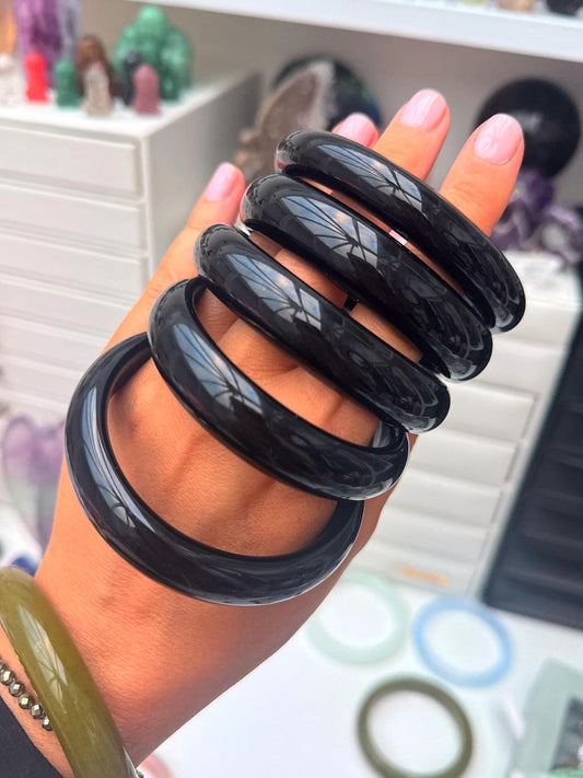 Black Obsidian Bangles ๐ค
