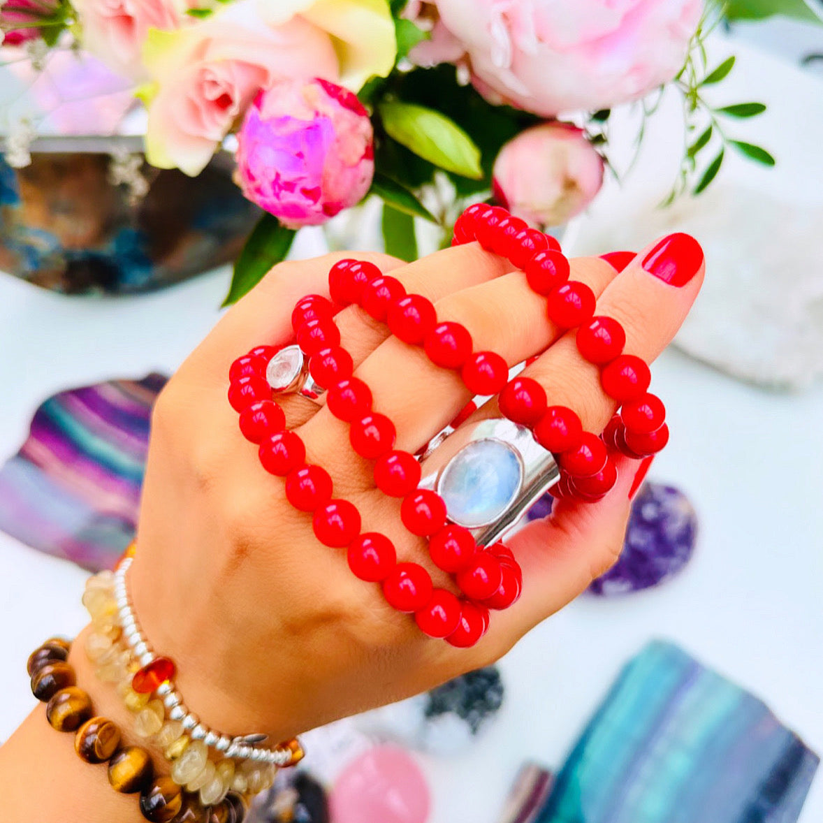Red Bamboo Coral Powerbeads ❤️