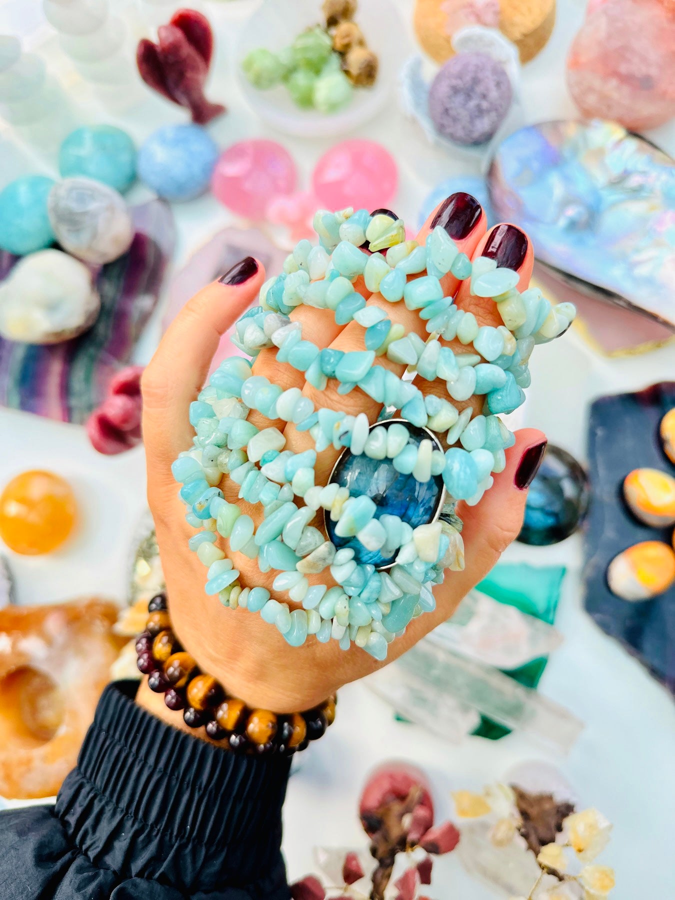 Amazonite Crystal Jellybean Bracelets