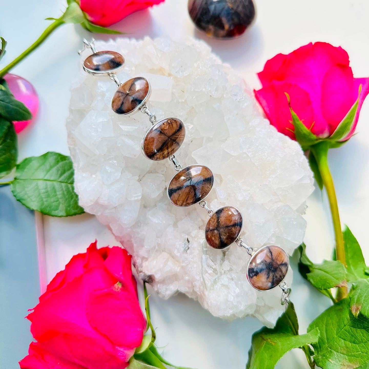 Polished Oval Chiastolite Fairy Cross Crystal Bracelet ๐ง๐ปโโ๏ธ