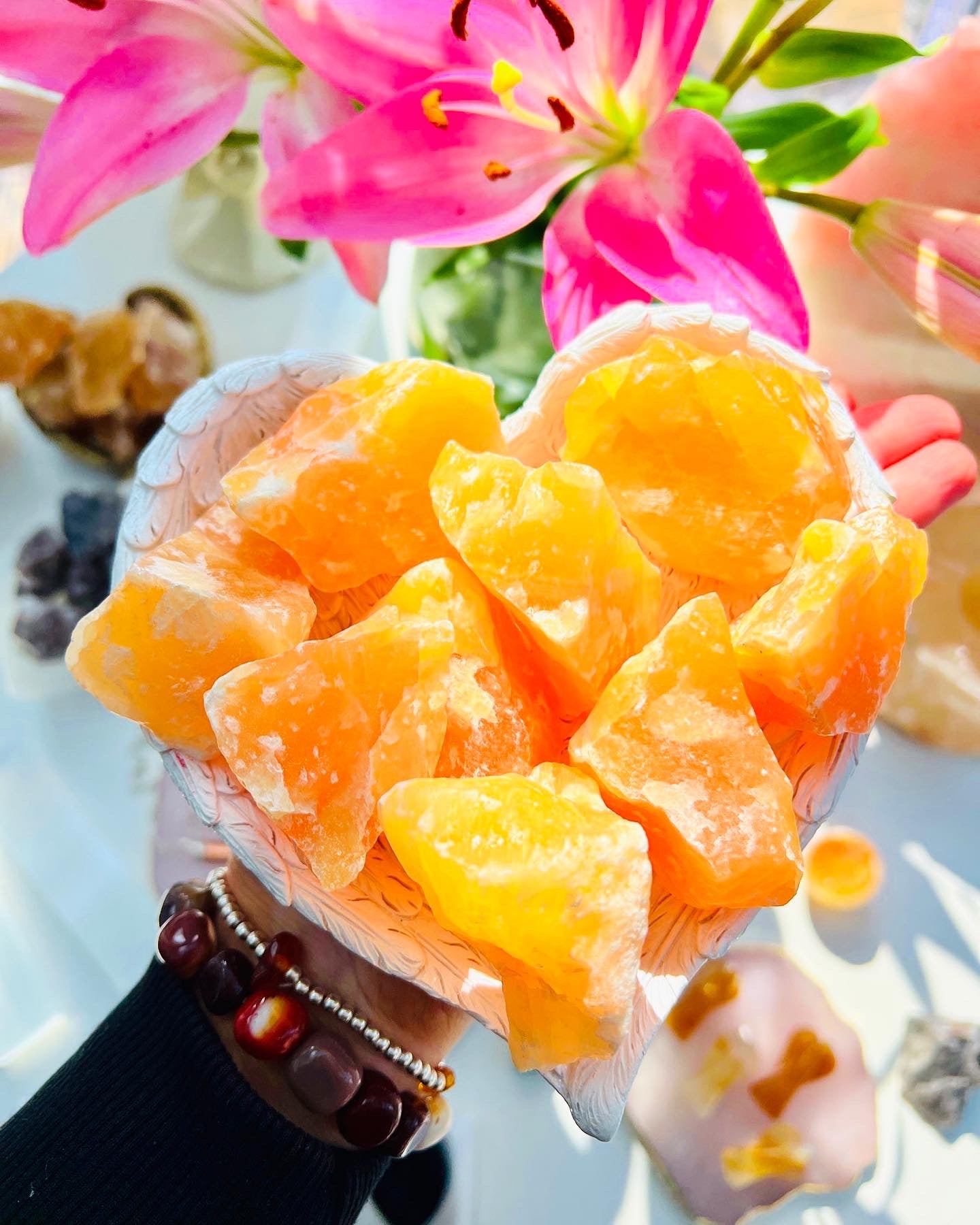 Orange Calcite Natural Crystals