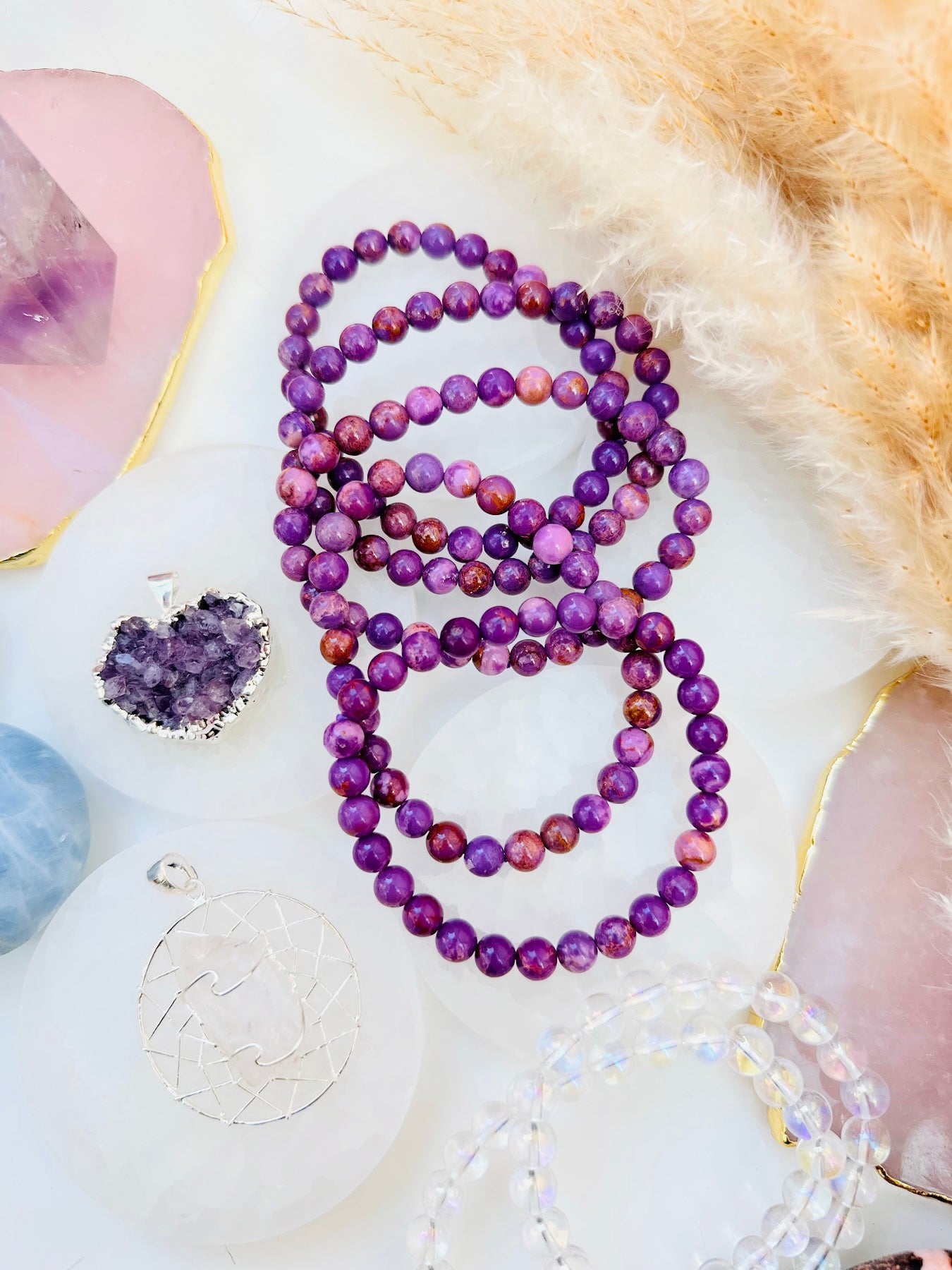 Phosphosiderite Crystal Bead Bracelet