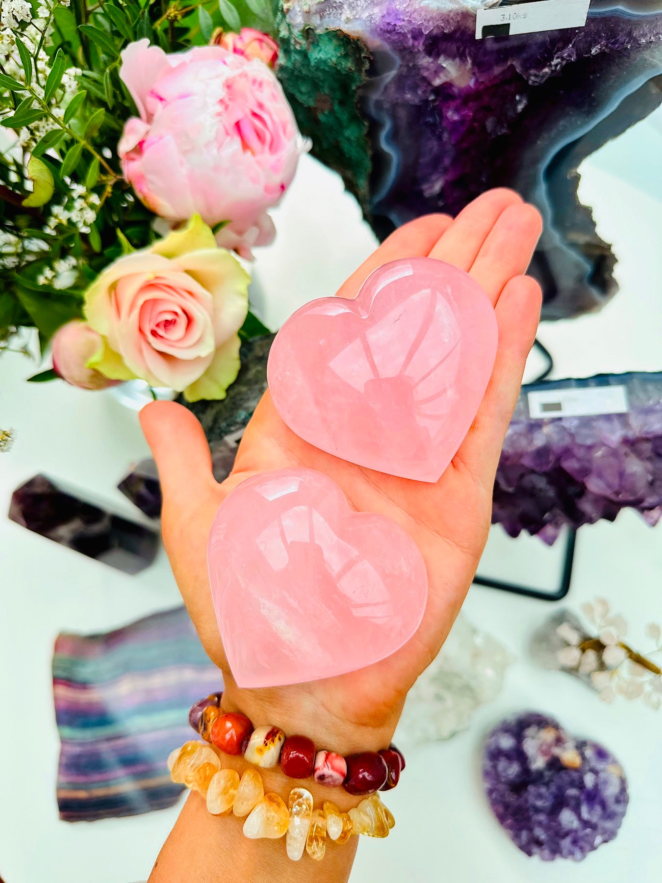 Juicy Puff Rose Quartz Love Hearts