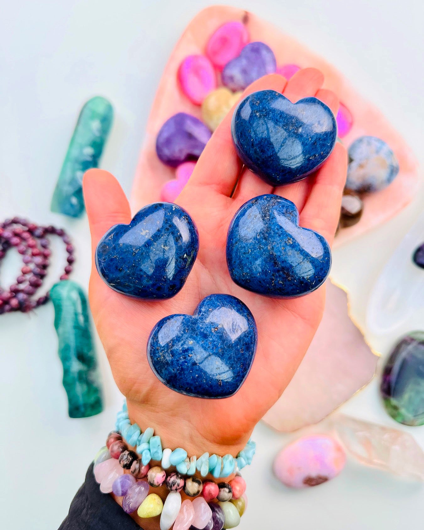Dumortierite Crystals hearts