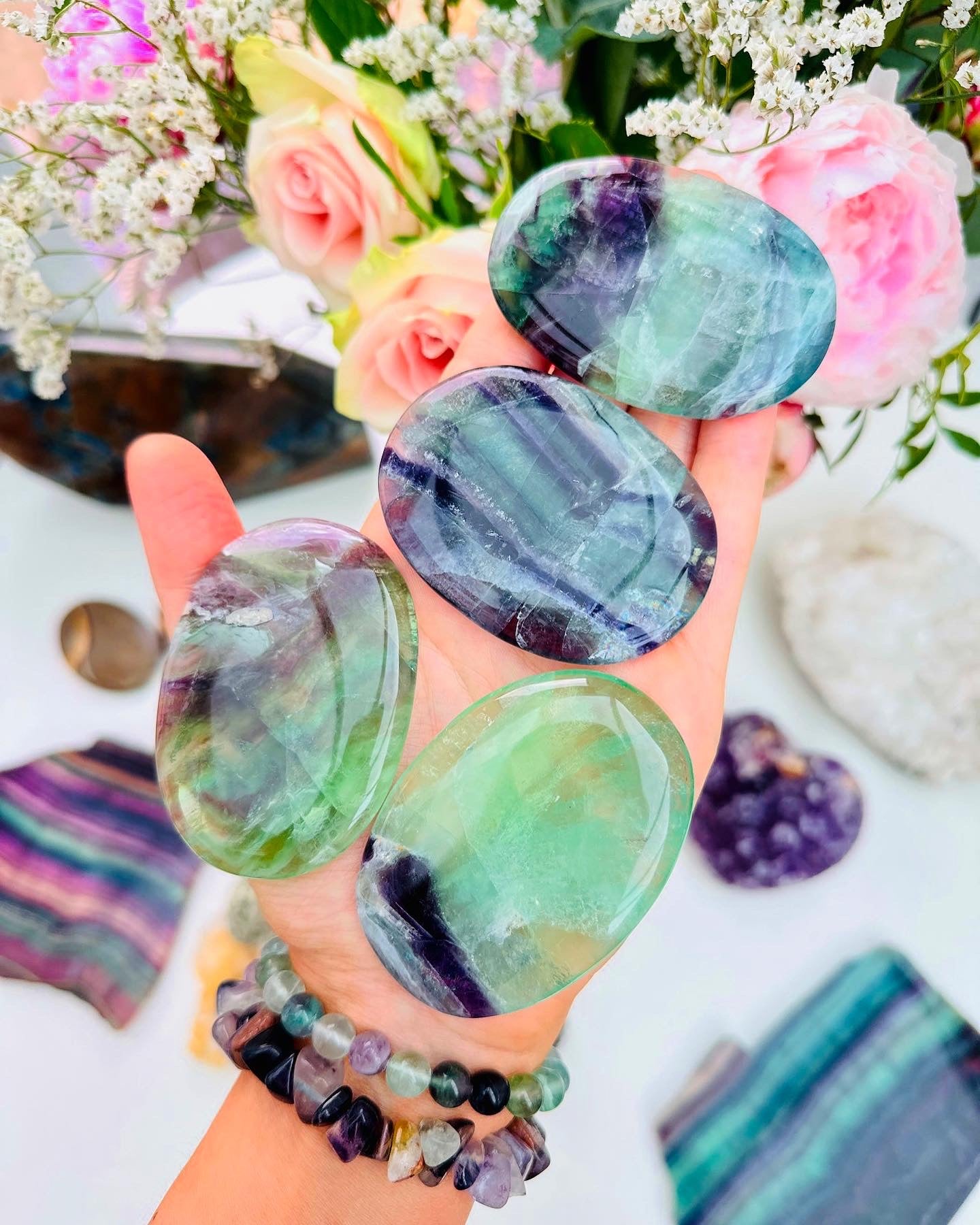 Rainbow Fluorite Palms