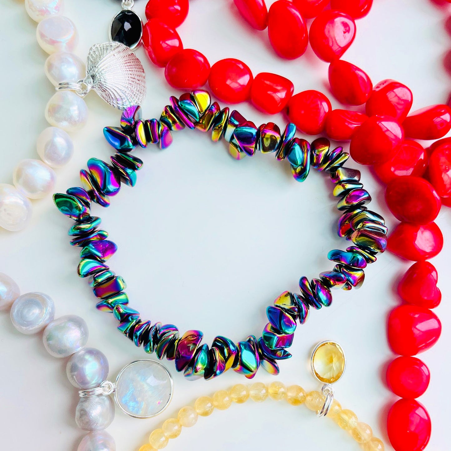 Rainbow Hematite Bracelet ๐