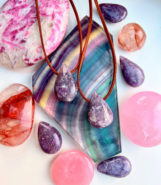 Lepidolite Boho Pendants