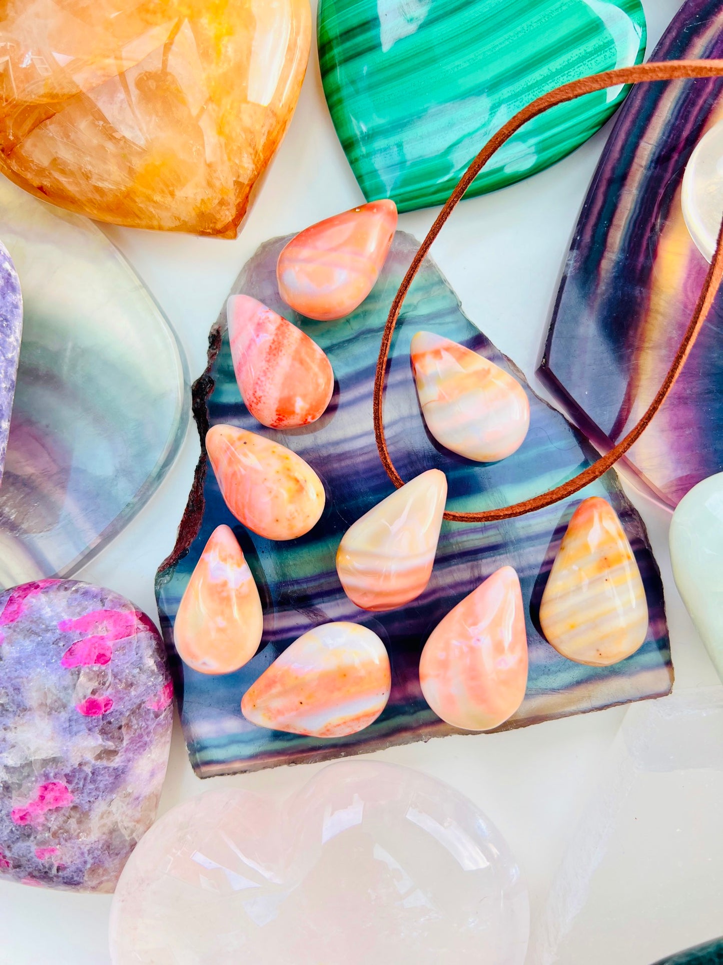 Flint Boho Crystal pendants on vegan suede