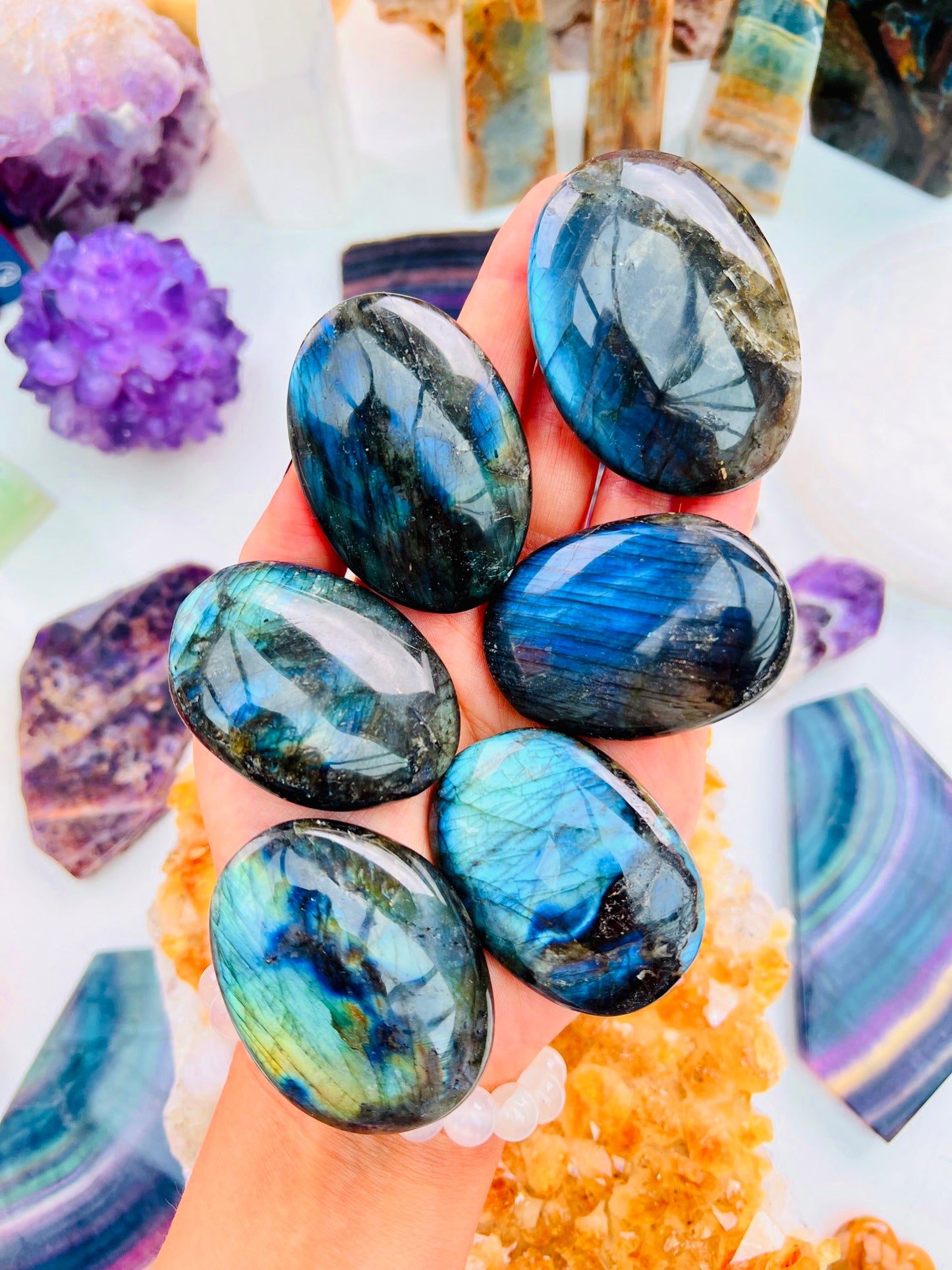 Flashy Labradorite Palms