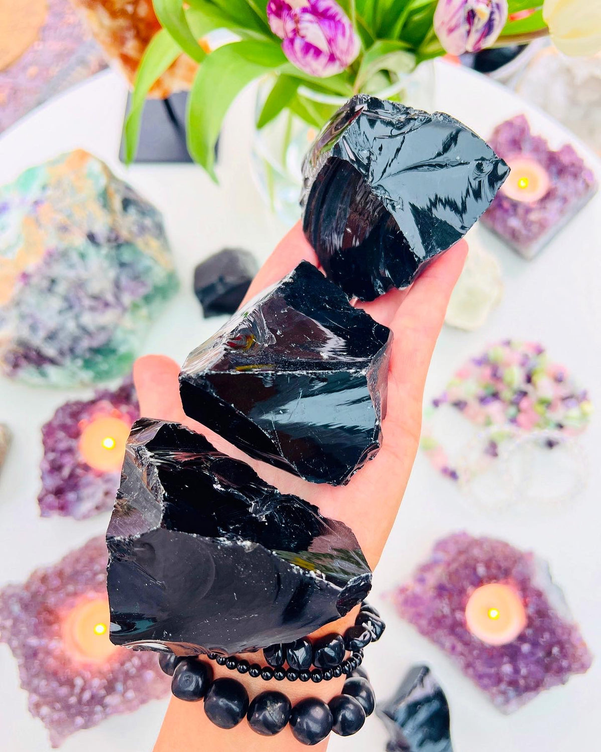 Black Obsidian Specimens Raw