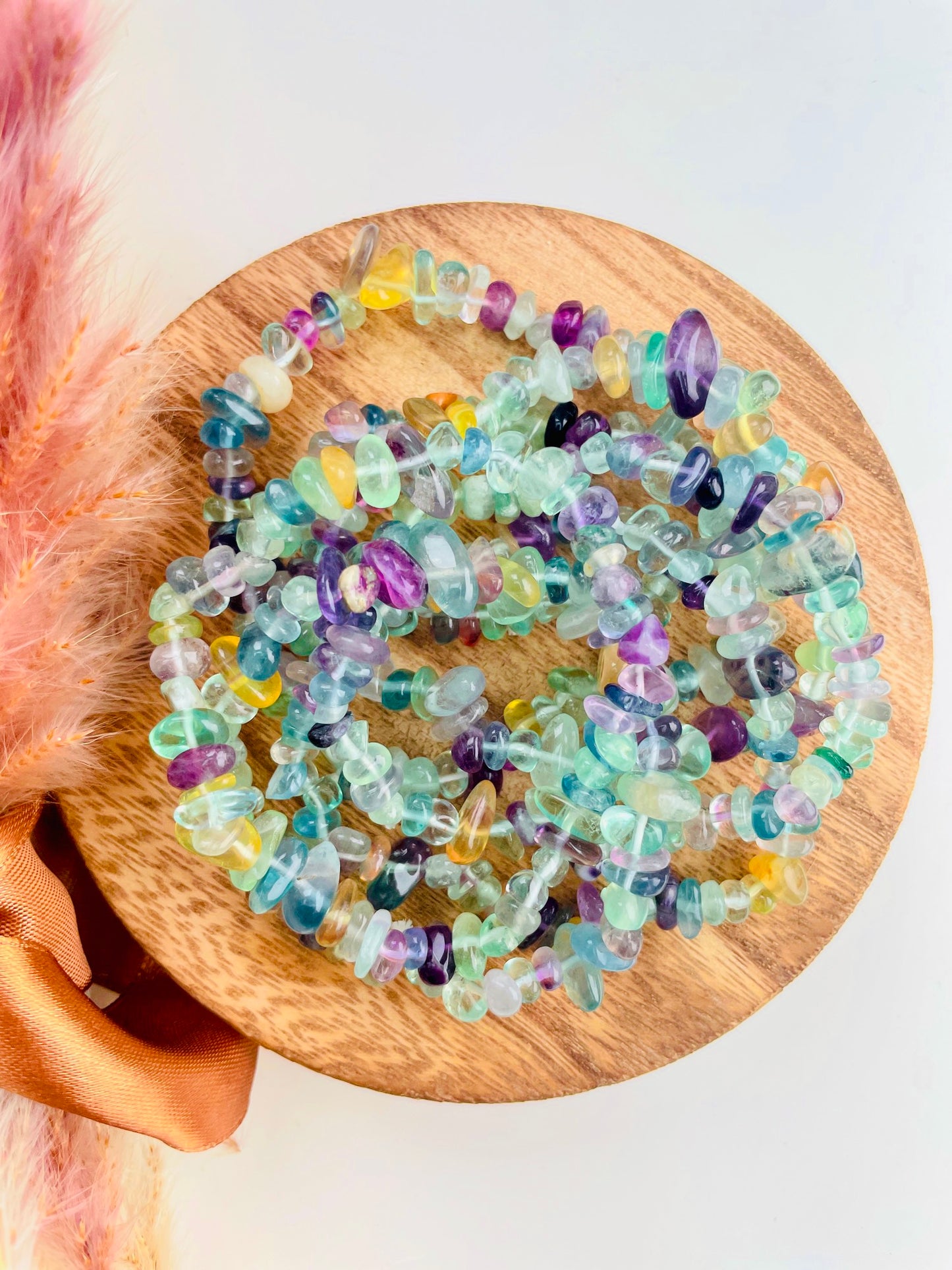 Rainbow Fluorite Jellybean Bracelets ๐