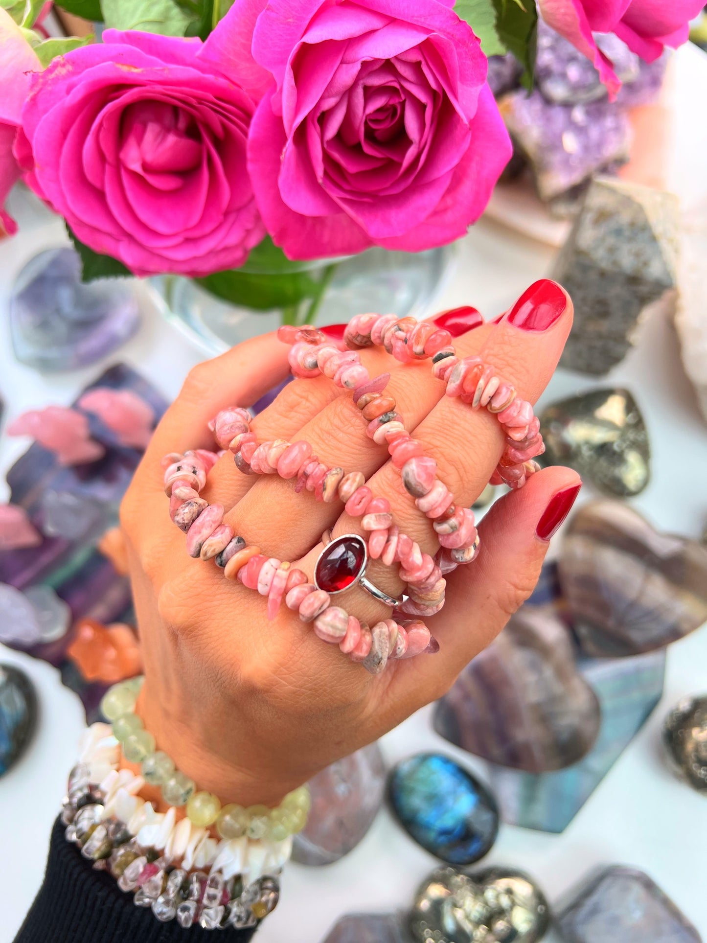 Rhodochrosite Jellybean Bracelets