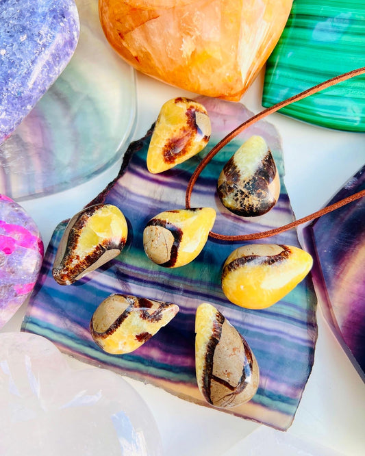 Septarian ๐๐๐ค Boho Dragon Stone pendants on vegan suede ๐ค๐๐ฒ๐